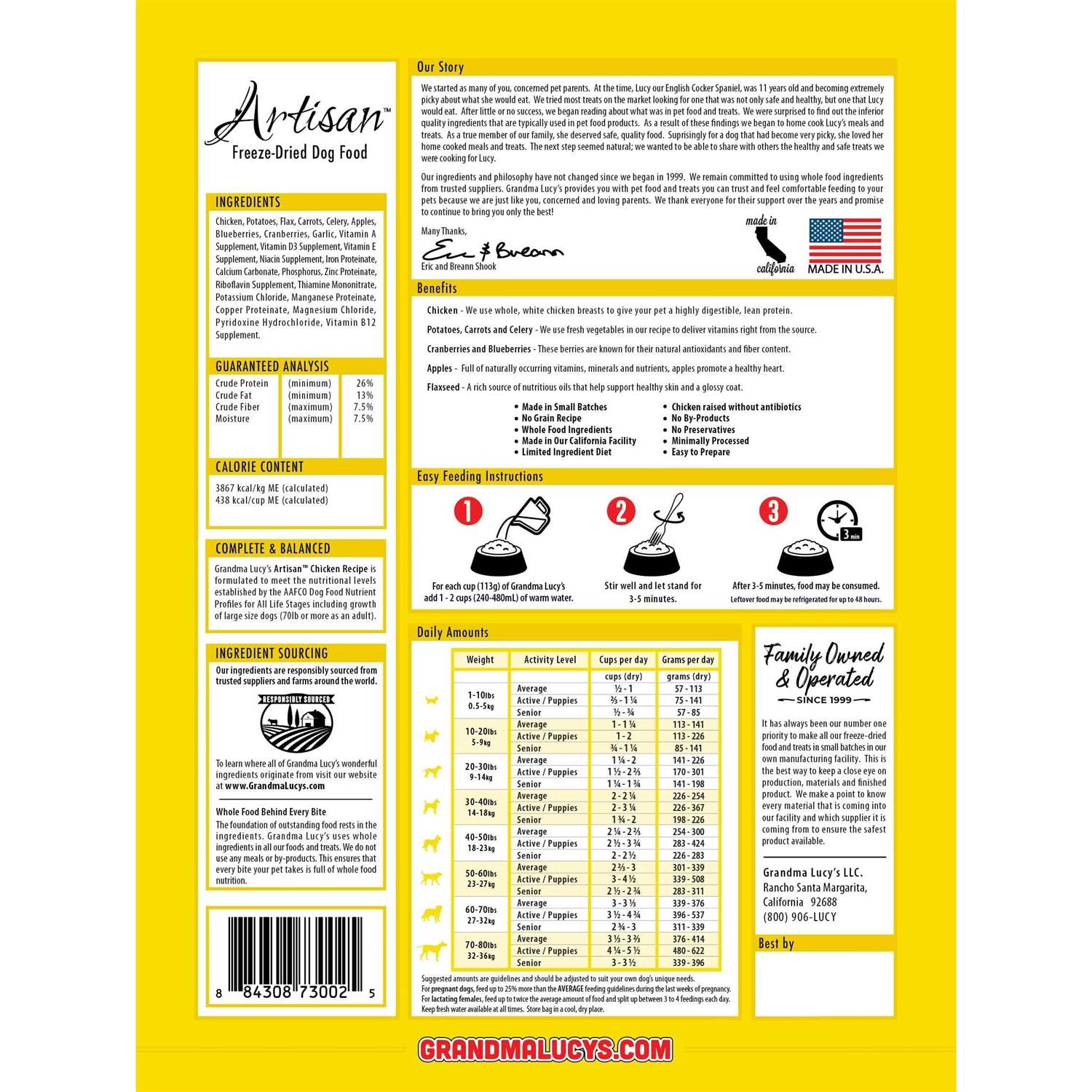 Grandma Lucy&s Freeze-Dried Grain-Free Artisan Chicken Dog Food