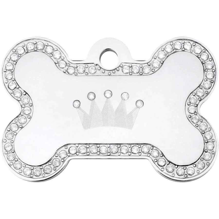 Quick-Tag Dog Tag with Crown and Crystals