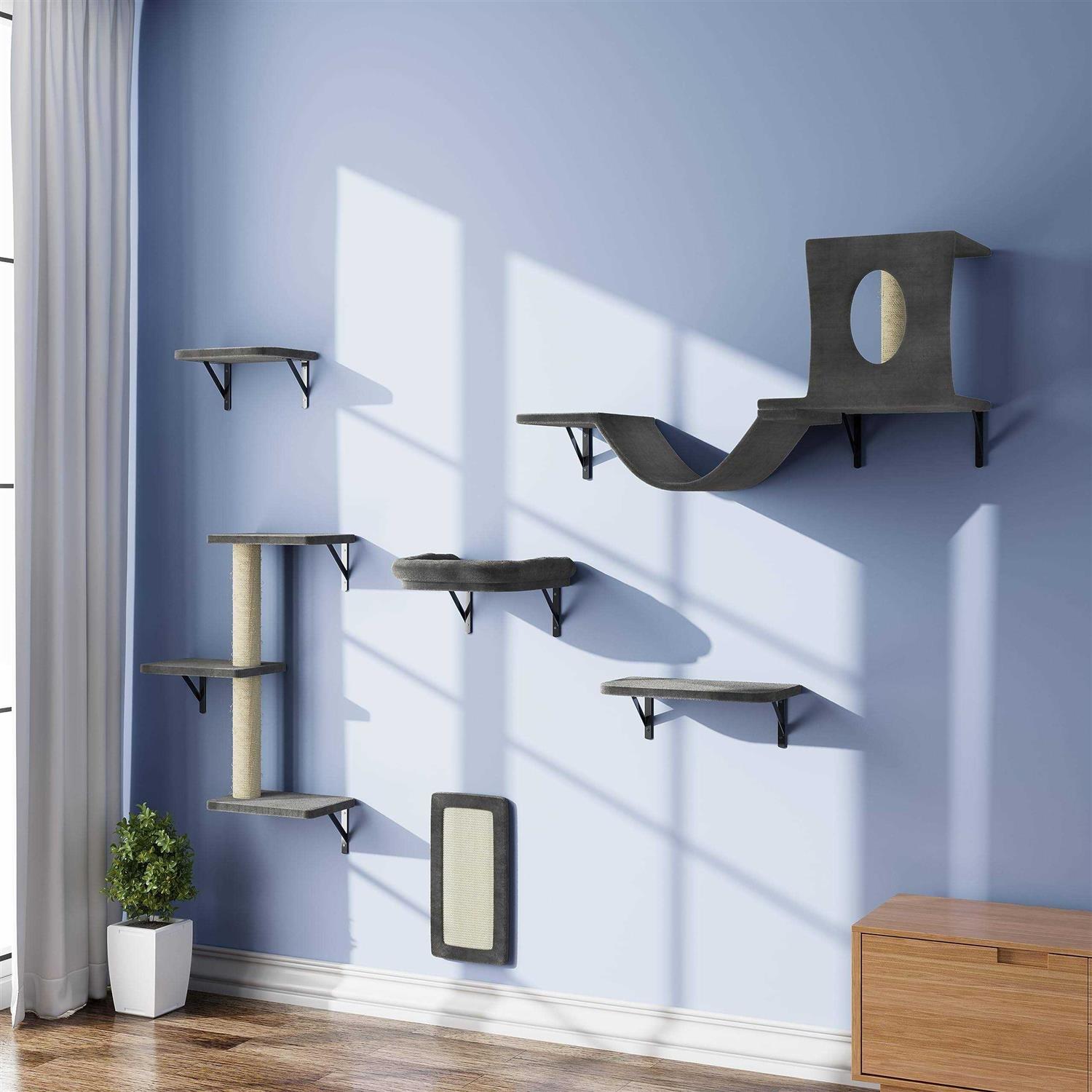 NUNU LAB Cat Wall Shelves 6 Pcs Luxury Wall-Mounted Cat Climber Set