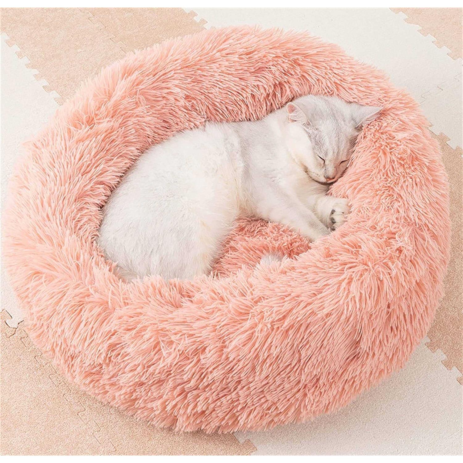 Gavenia Washable Donut Cat and Dog Bed,Soft Plush Pet Cushion,Waterproof Bottom