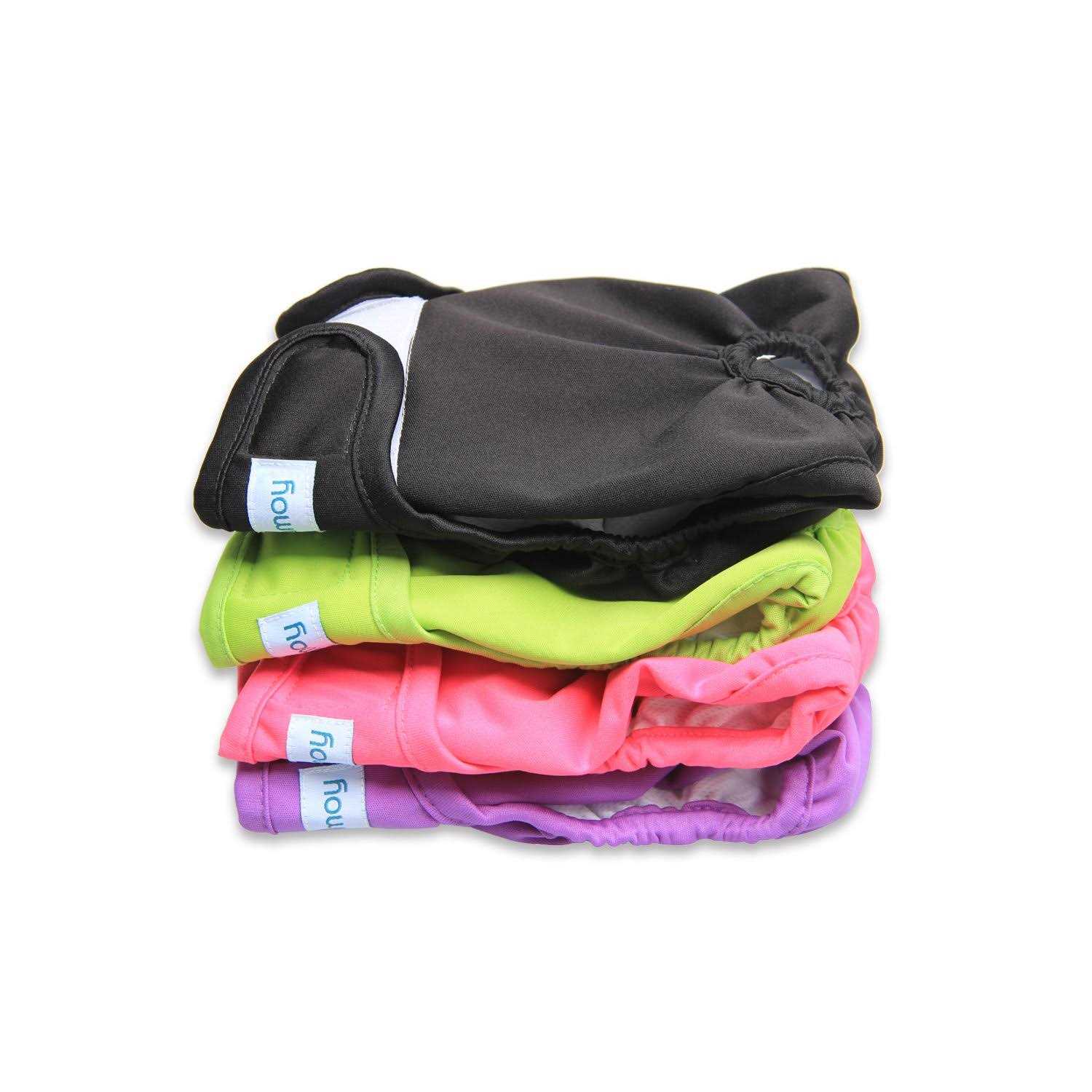 Teamoy 4pcs Washable Female Dog Diapers, Reusable Doggie Diaper Wraps for Female Dogs, Super-Absorbent and Comfortable