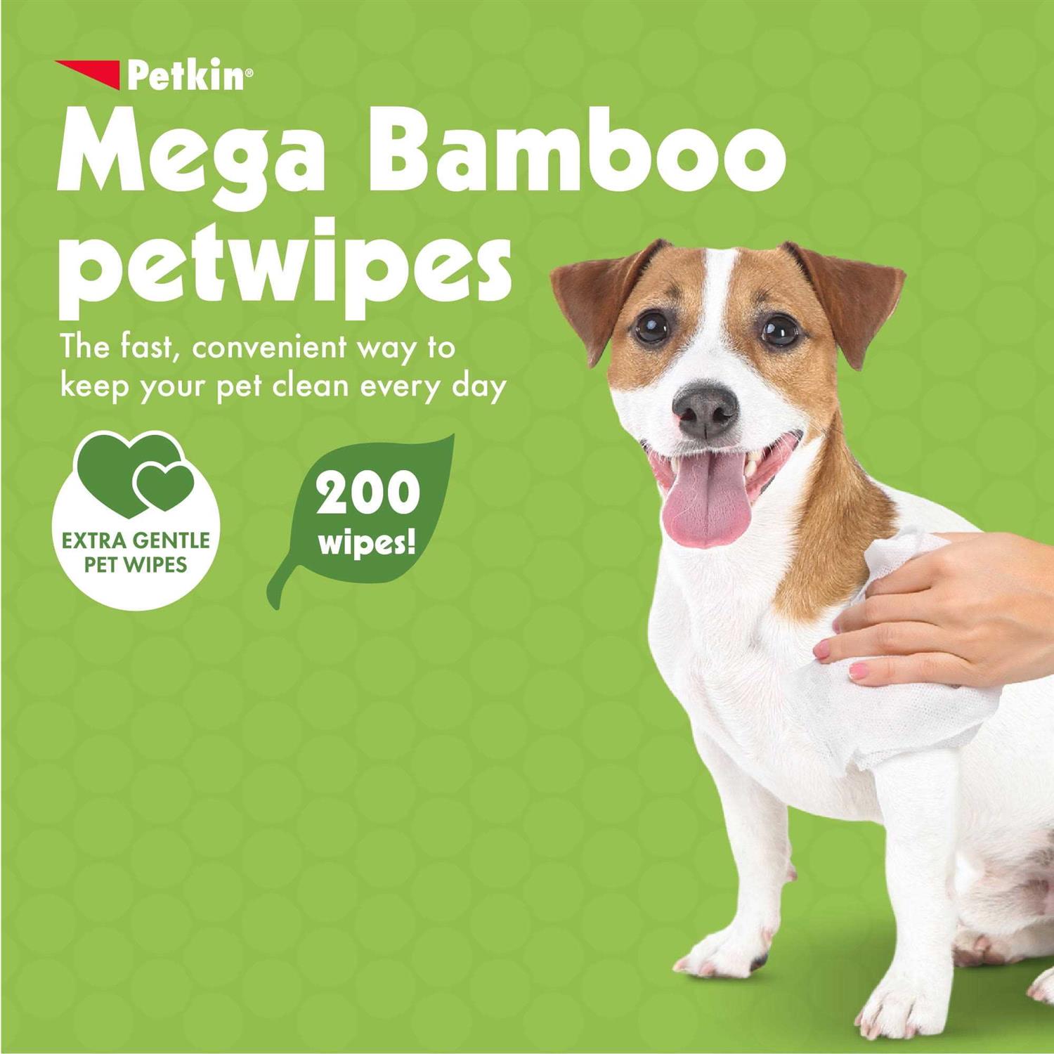 Petkin Mega PetWipes, 200 Wipes Bamboo Pet Wipes for Dogs and Cats