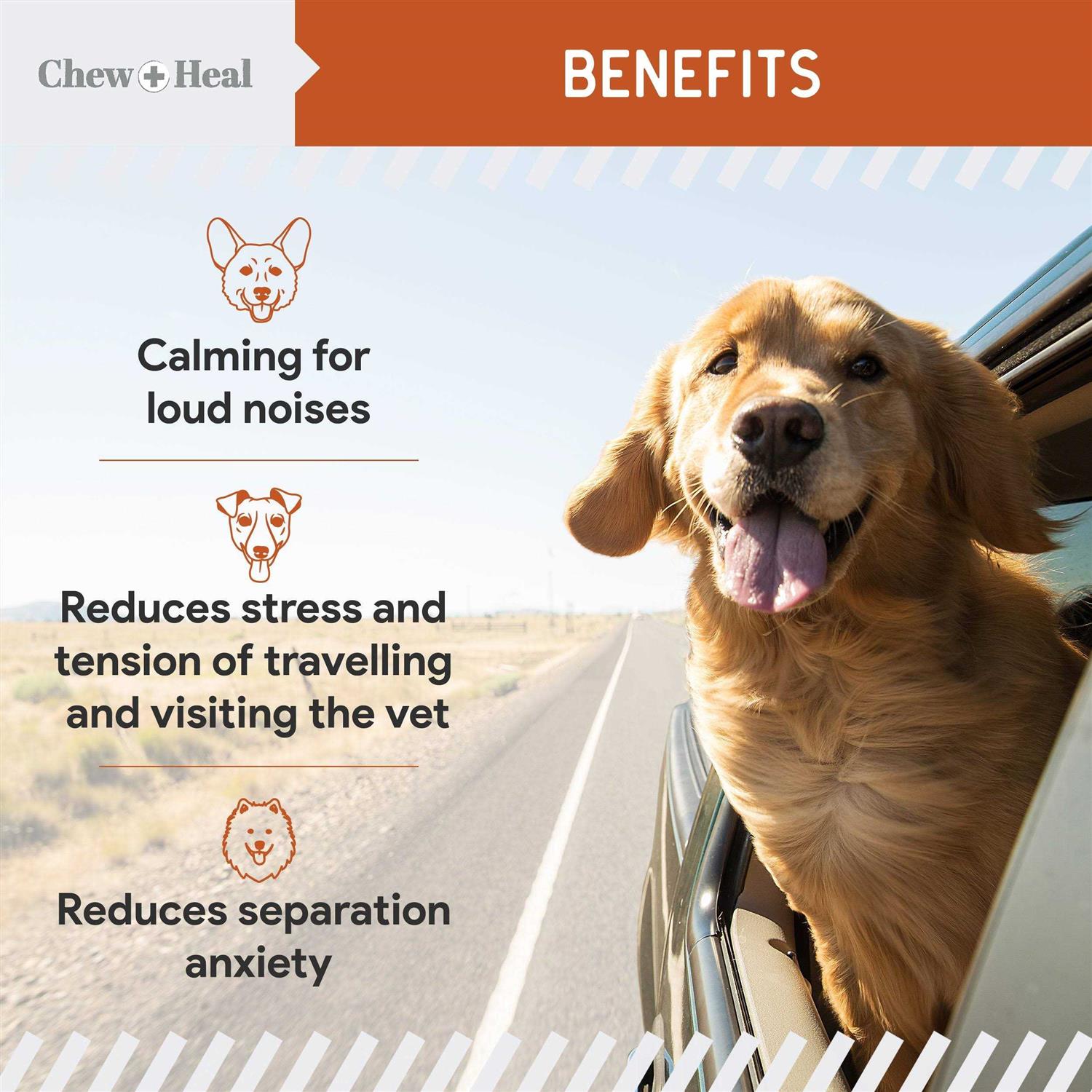 Chew + Heal Dogs Anxiety & Stress Calming Soft Chews