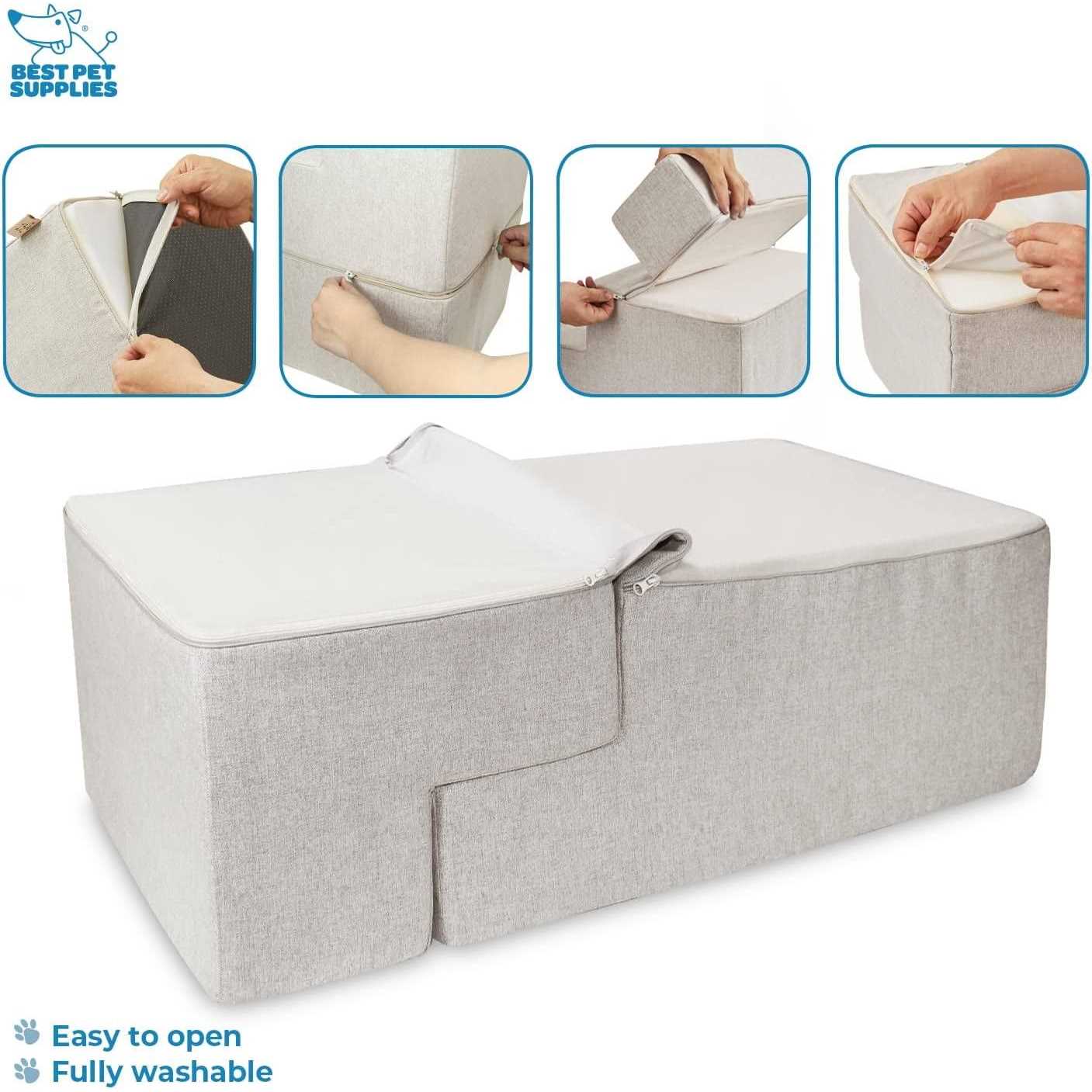 Foldable Pet Steps/Stairs with CertiPUR-US Certified Foam by Best Pet Supplies