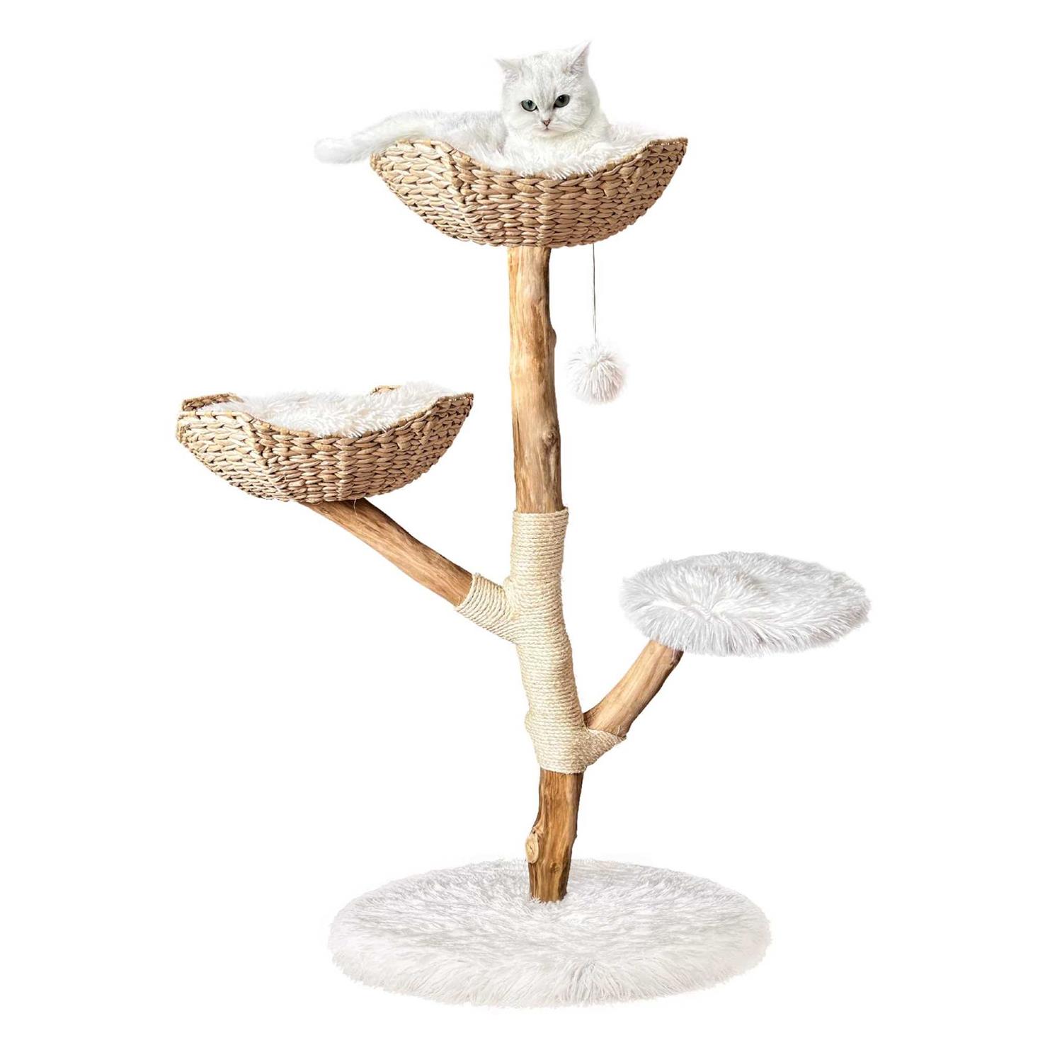 Injollylives Modern Cat Tree Tower Wooden Cat Tower Heavy Duty Cat Trees