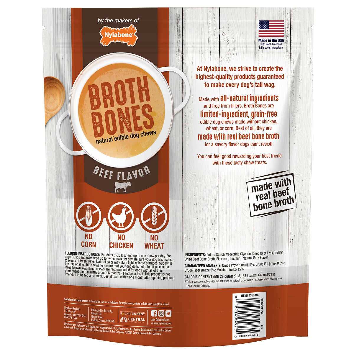 Nylabone Broth Bones Natural Edible Dog Chews