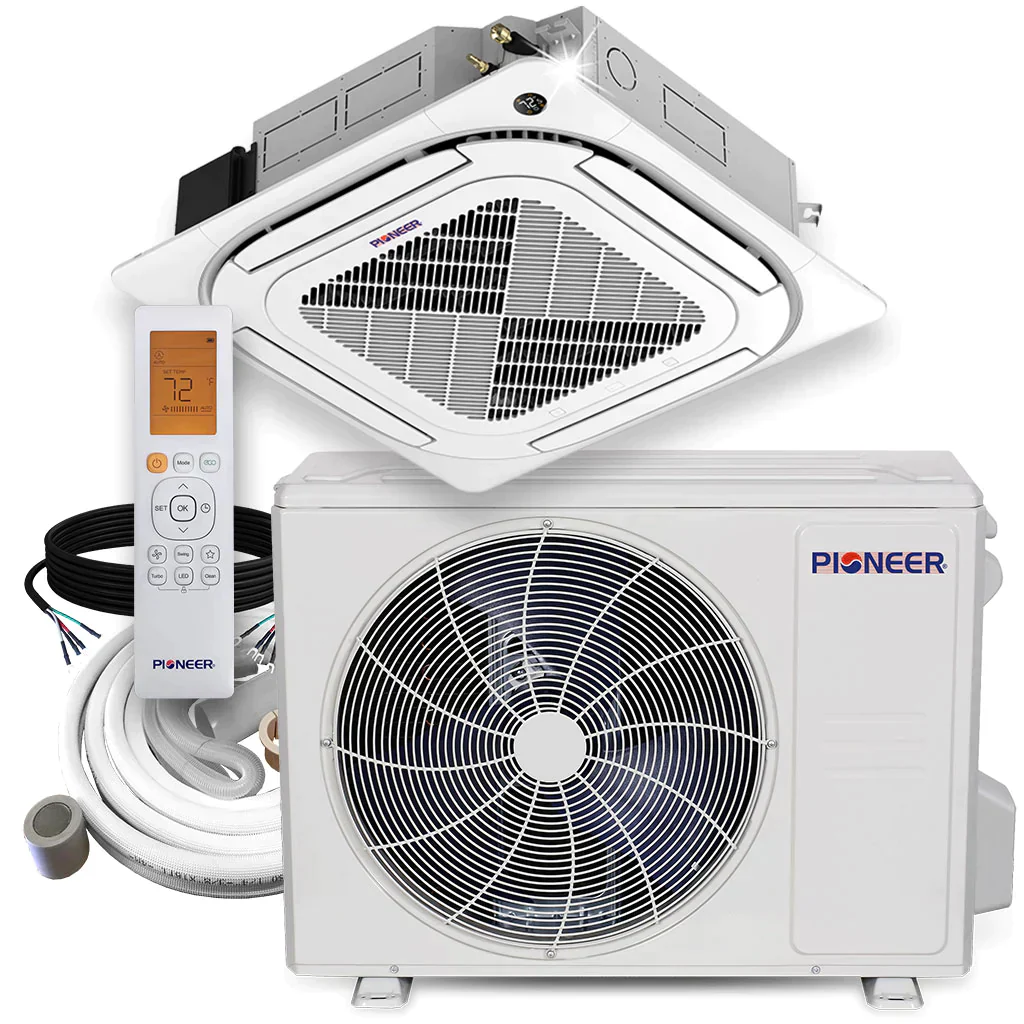 Pioneer® 24,000 BTU 20.7 SEER 8-Way Slim Cassette Mini-Split Air Conditioner Heat Pump System with 25 ft. Line Sets, CYB024GMFILCBD-25
