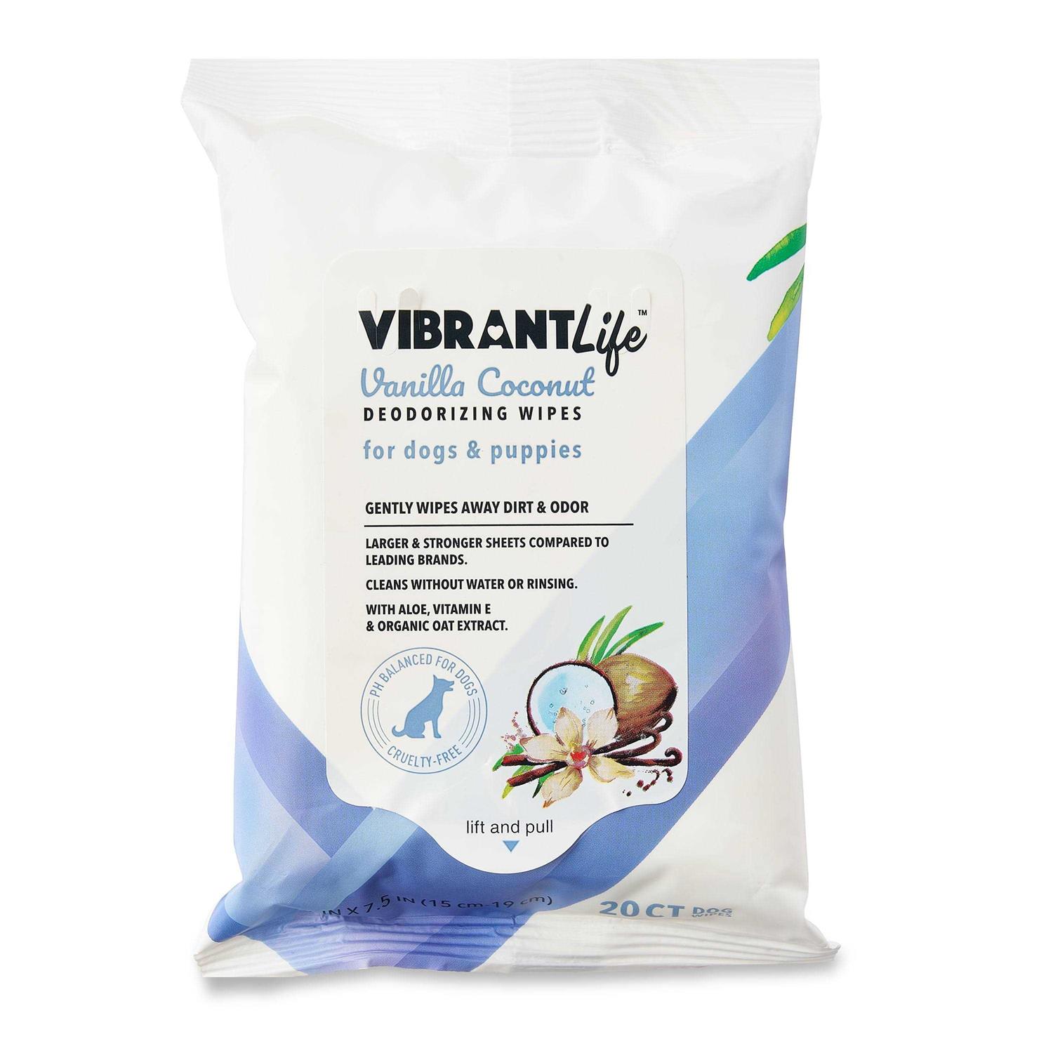 Vibrant Life Vanilla Coconut Deodorizing Wipes for Dogs & Puppies
