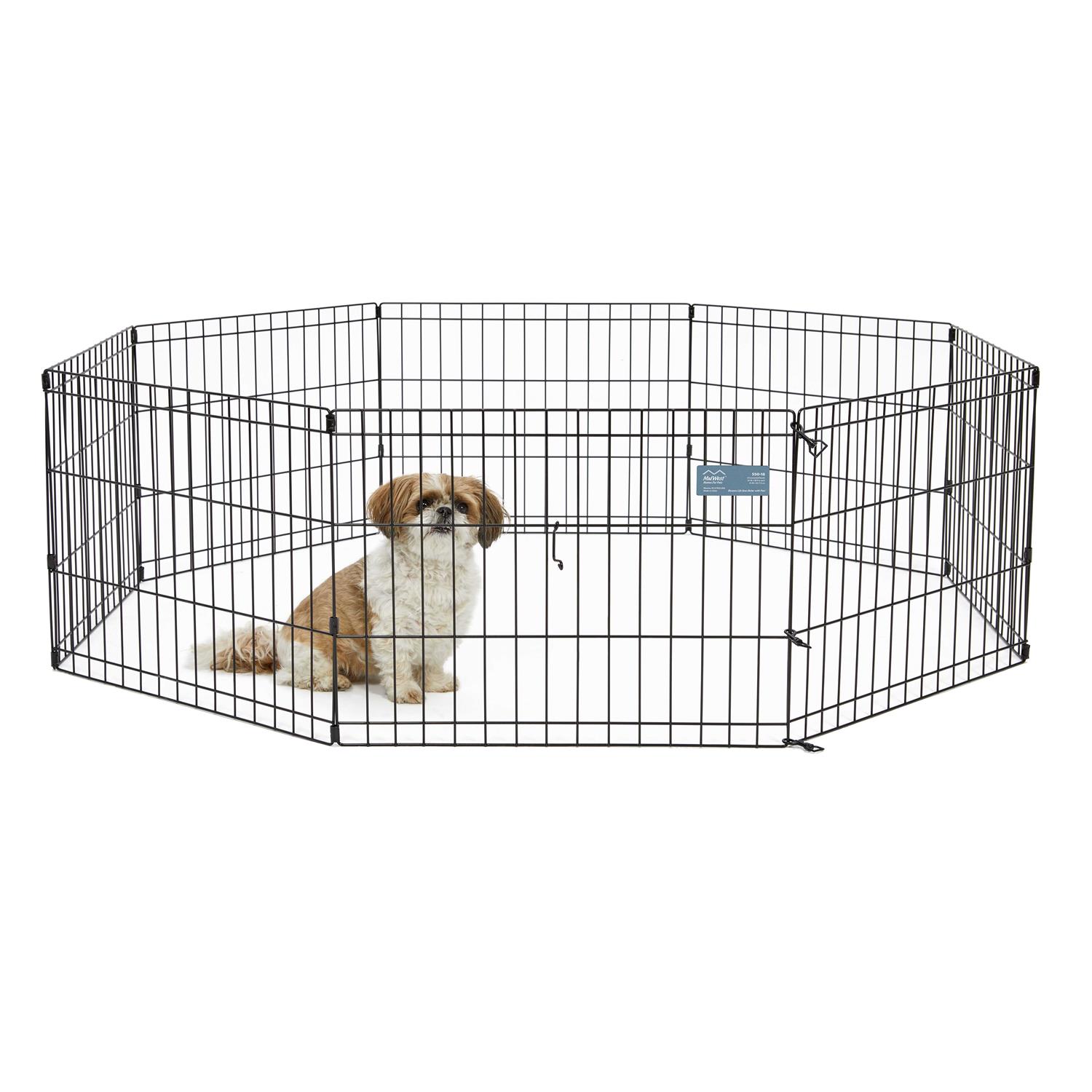 MidWest Homes for Pets Dog Exercise Pen & Playpen 18-Inch No door Black