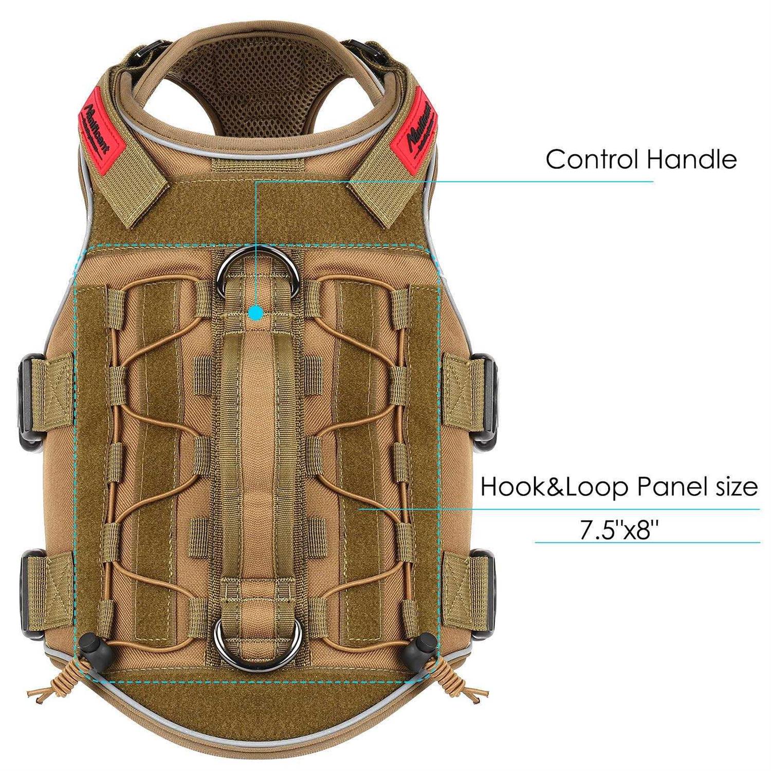 Manificent Tactical Dog Harness Full Body for Medium Large Dogs Reflective No Pull Service Dog Vest with Handle American Flag Patch