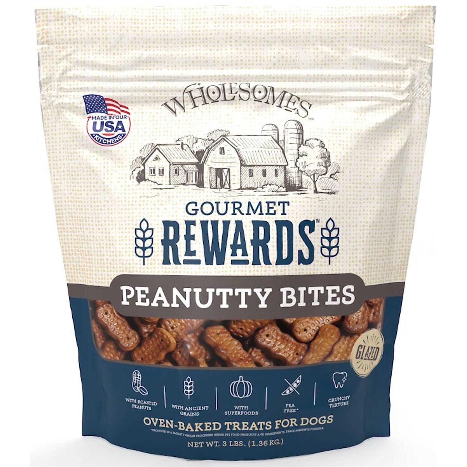 Wholesomes Gourmet Rewards Peanutty Bites Dog Treats