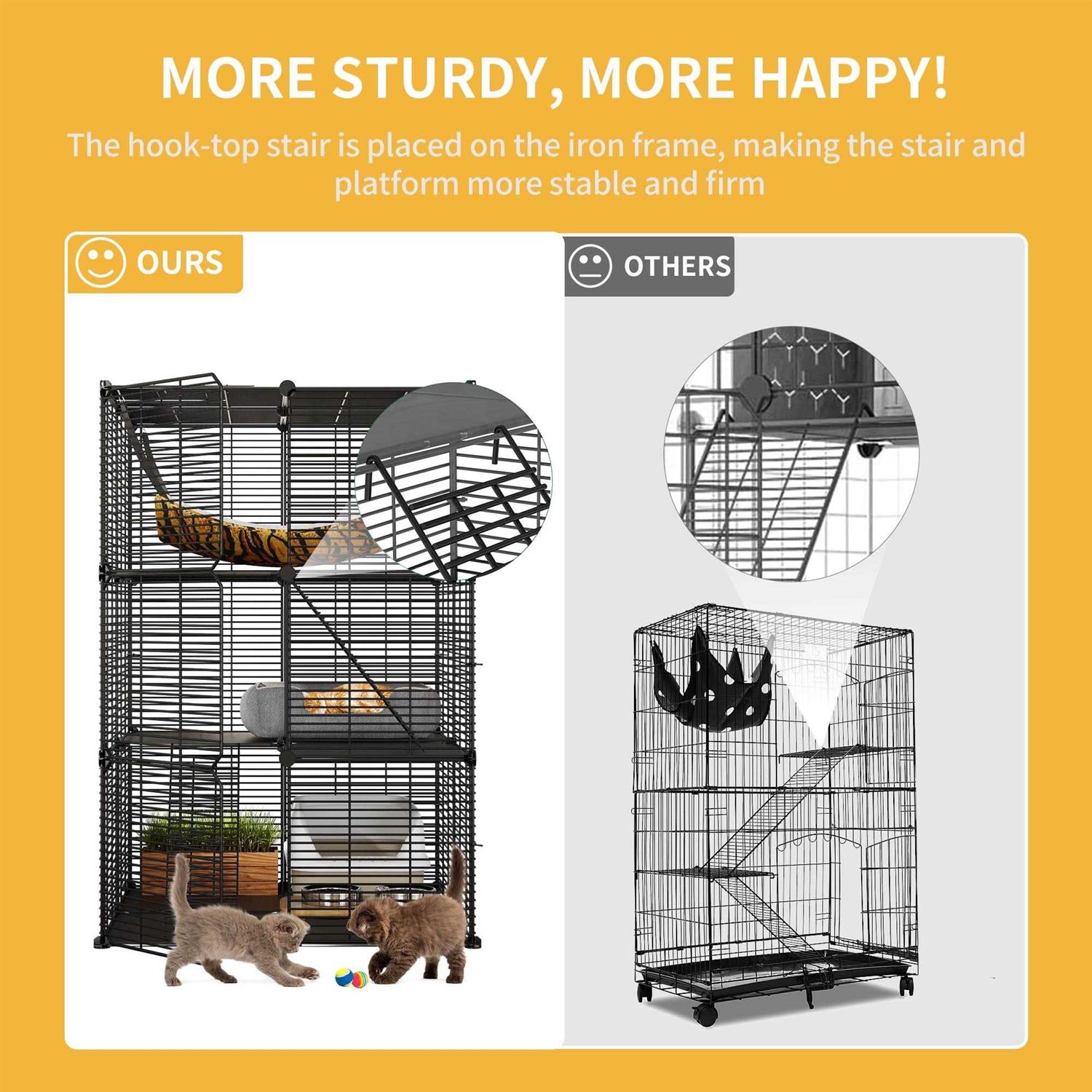 Dextrus Cat Cage Cat Enclosures Cat Kennel with Extra Large Hammock for 1-2 Cats