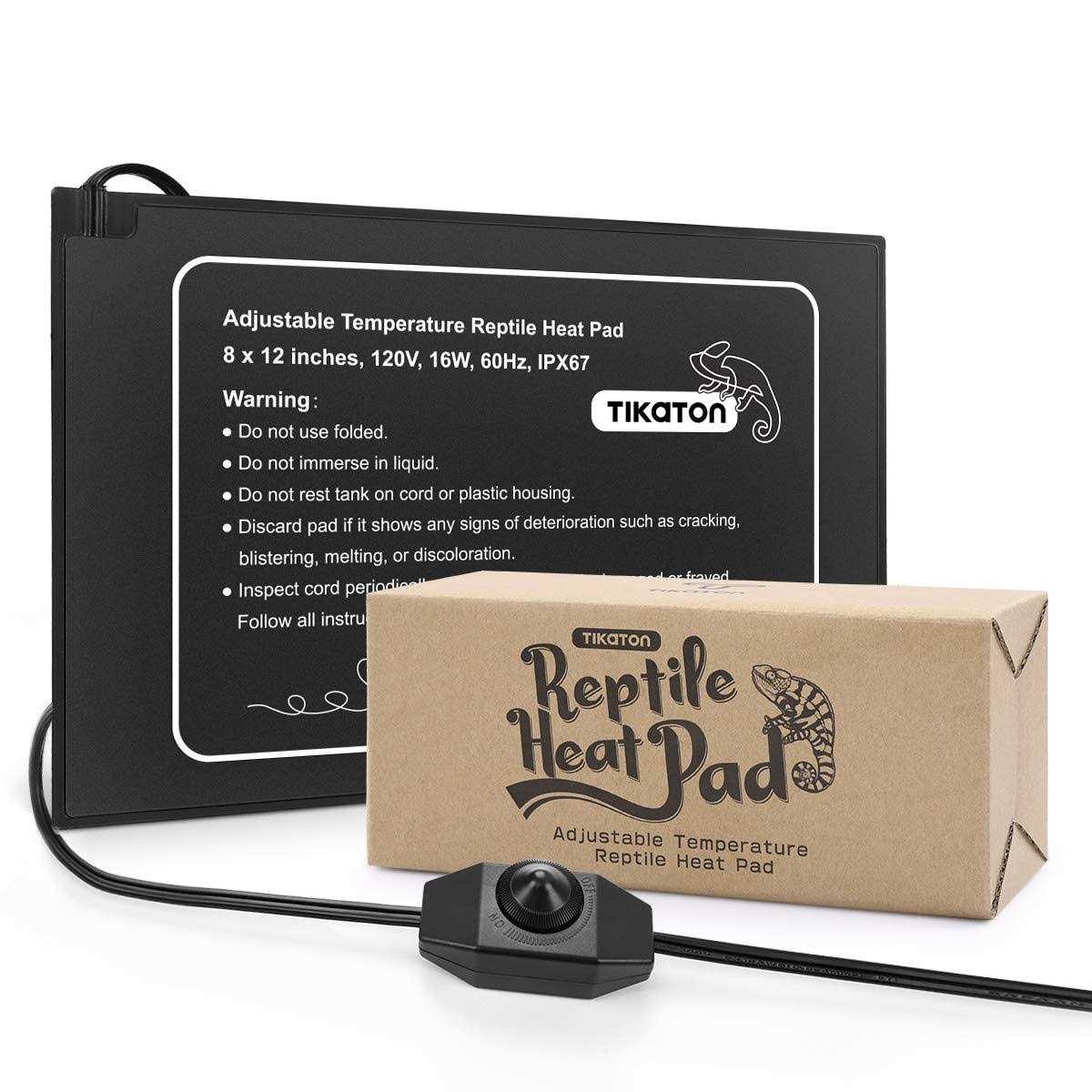 Tikaton Reptile Heat Pad Adjustable Temperature Under Tank Heater for 10-20gal/30-40gal Tank