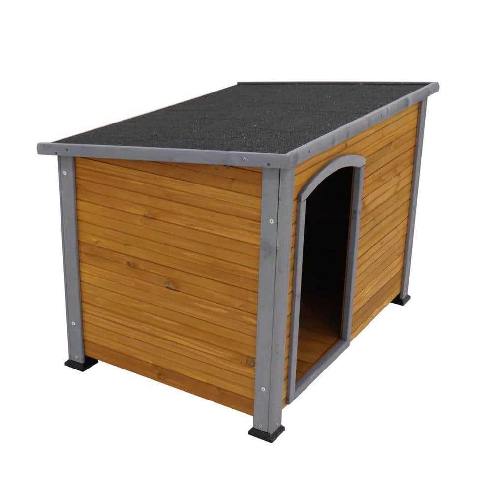 Tunearary Large Wooden Dog House in Brown for Outdoor -Indoor Winter with Raised Feet