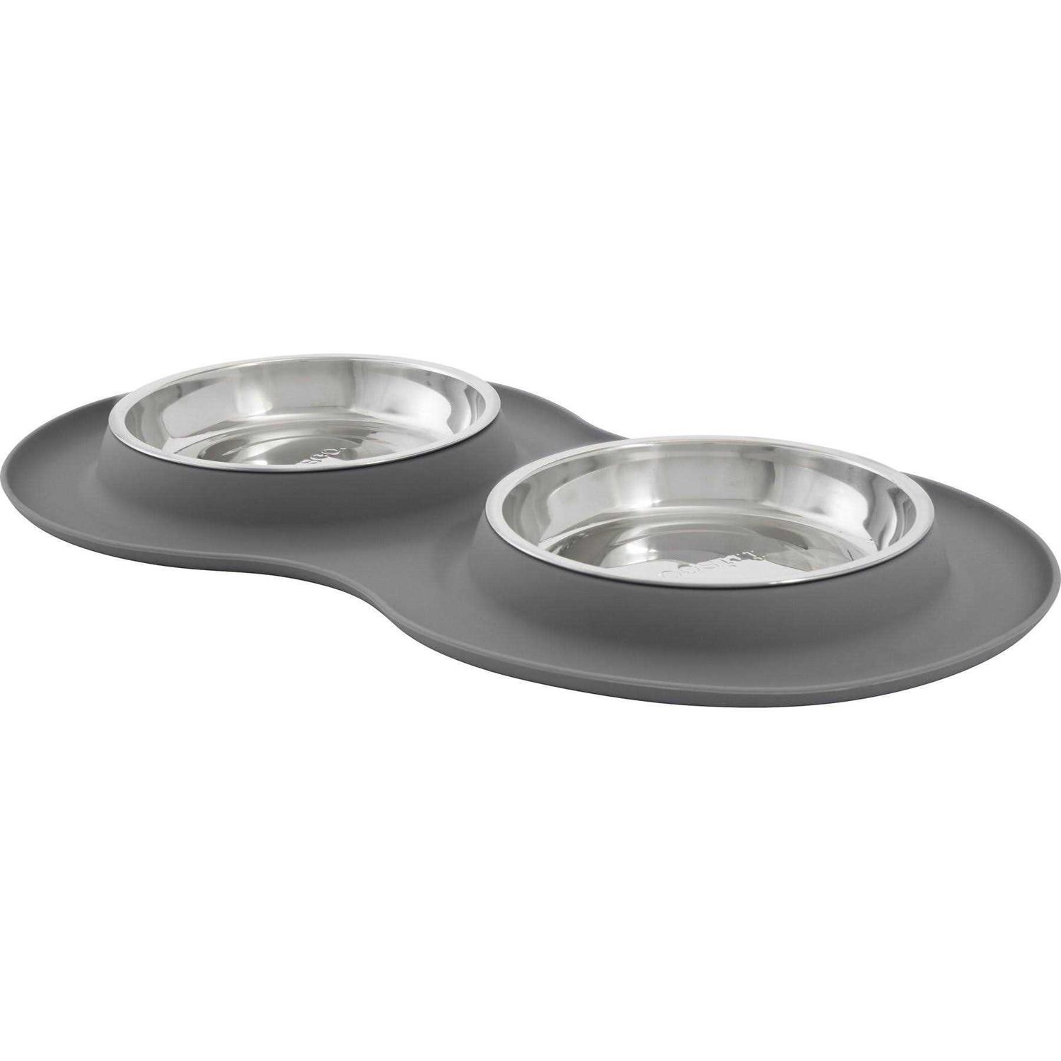 Frisco Double Stainless Steel Pet Bowl with Silicone Mat