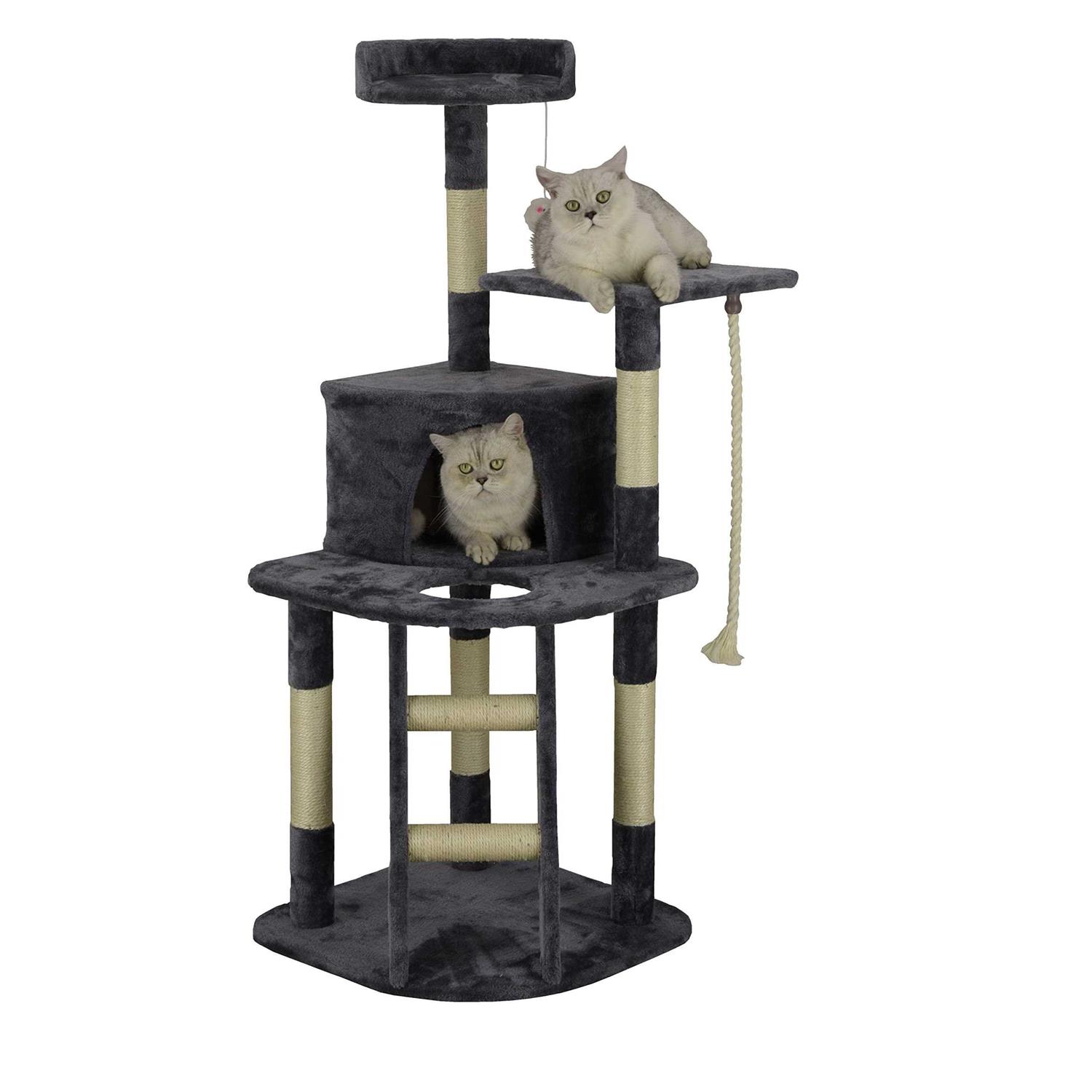 Go Pet Club 49 in. Economical Cat Tree Condo with Sisal Covered Posts