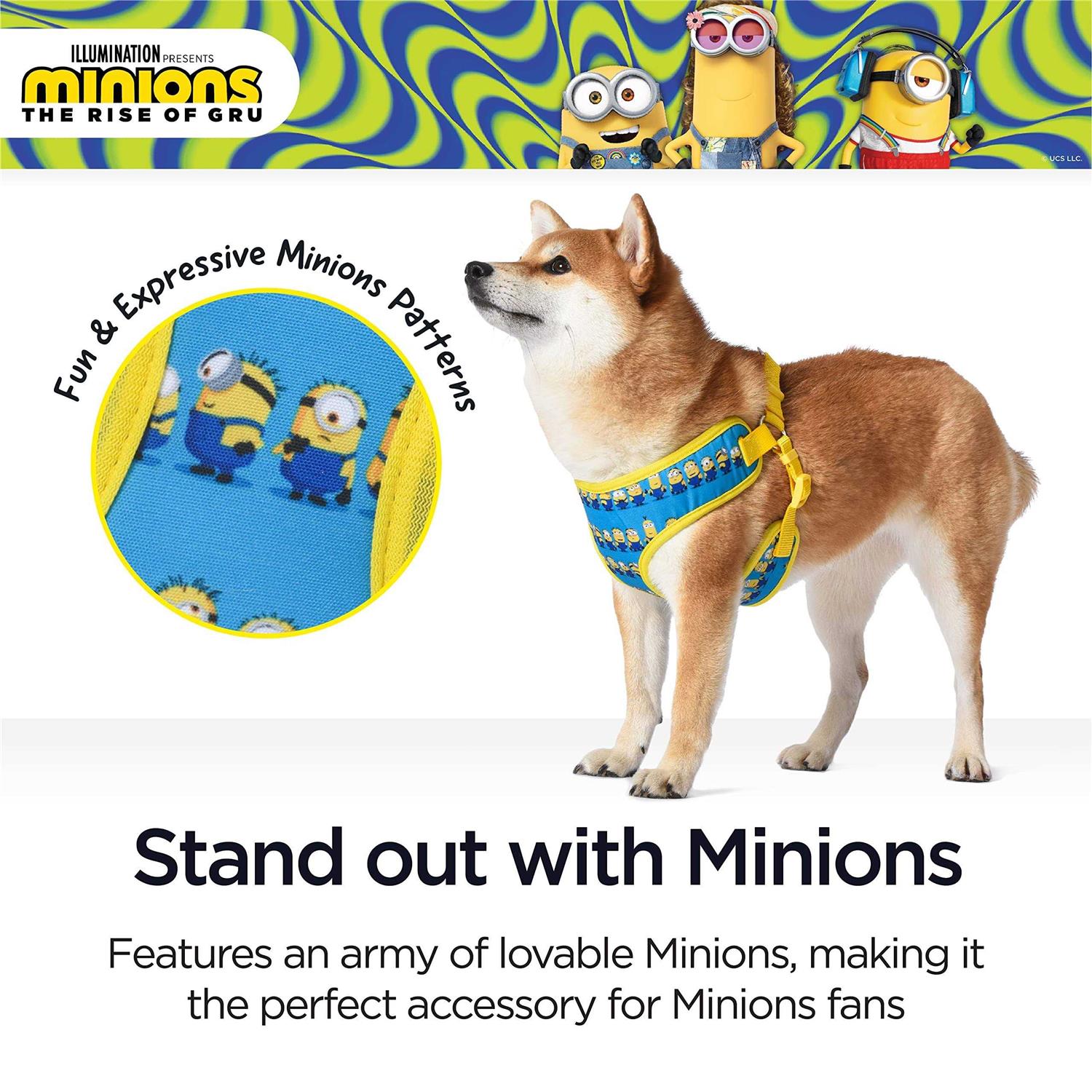 Minions Dog Harness Blue Minions in a Row Comfortable Mesh No-Pull Dog Harness