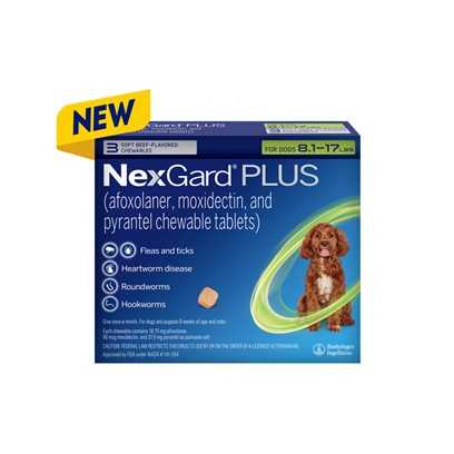NexGard PLUS Chewables for Dogs 8.1 – 17lbs – 3 Month