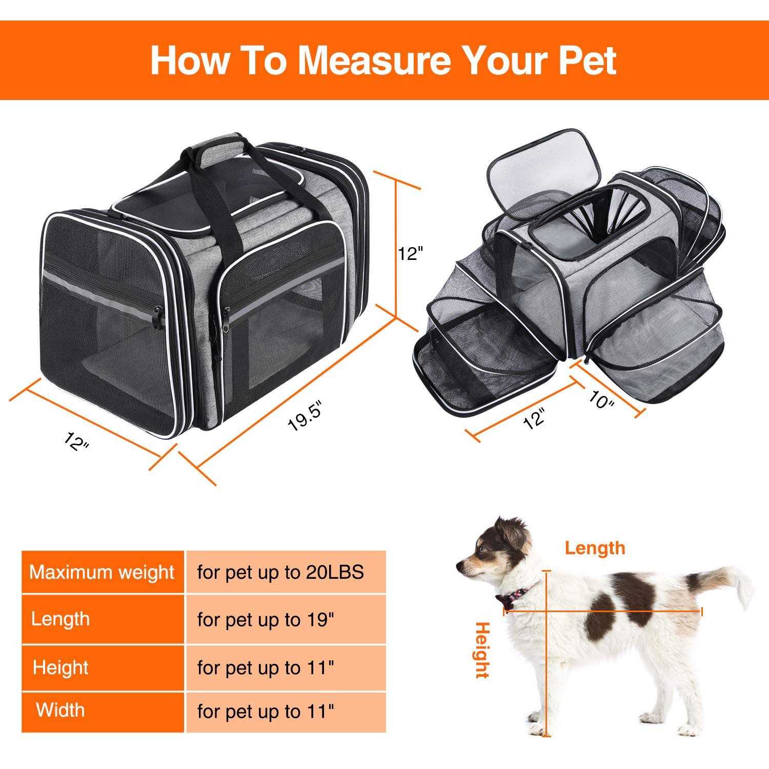 MASKEYON TSA Airline Approved Soft Sided Pet Carrier 4 Expandable Large Travel Carrier Collapsible with 3 Removable Washable