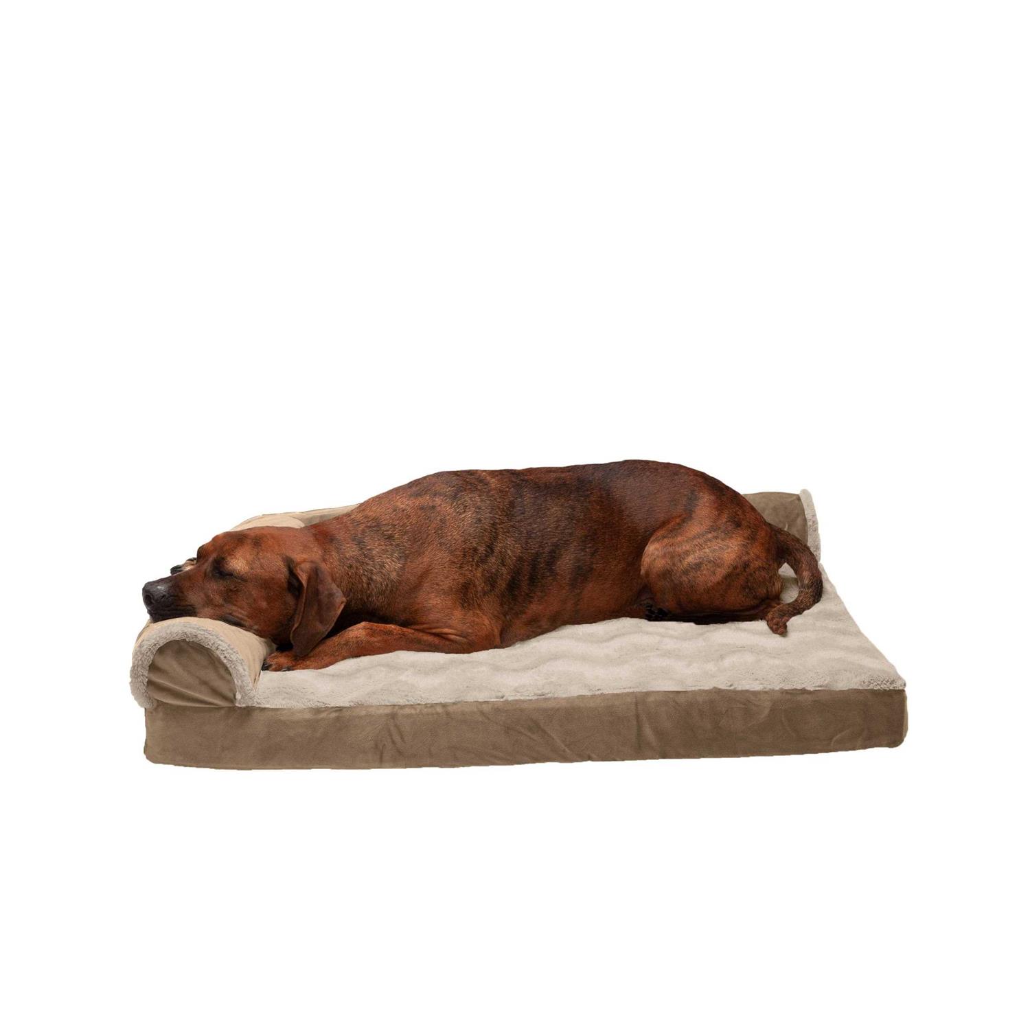 FurHaven Wave Fur & Velvet Deluxe Chaise Lounge Dog Bed