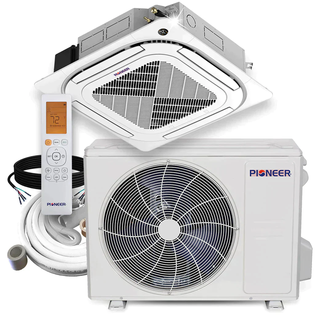 Pioneer® 24,000 BTU 20.7 SEER 8-Way Slim Cassette Mini-Split Air Conditioner Heat Pump System with 50 ft. Line Sets, CYB024GMFILCBD-50