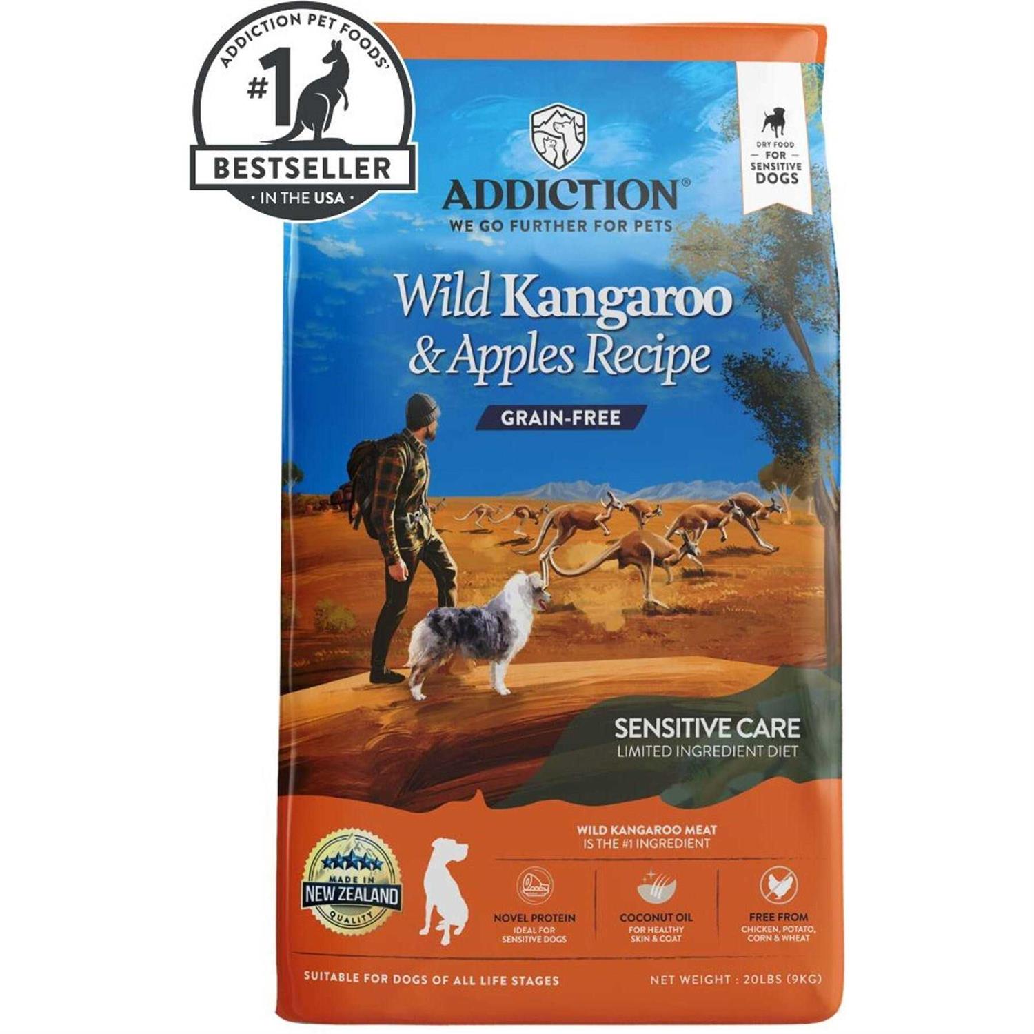 Addiction Wild Kangaroo & Apples Dry Dog Food Limited Ingredient Premium Protein
