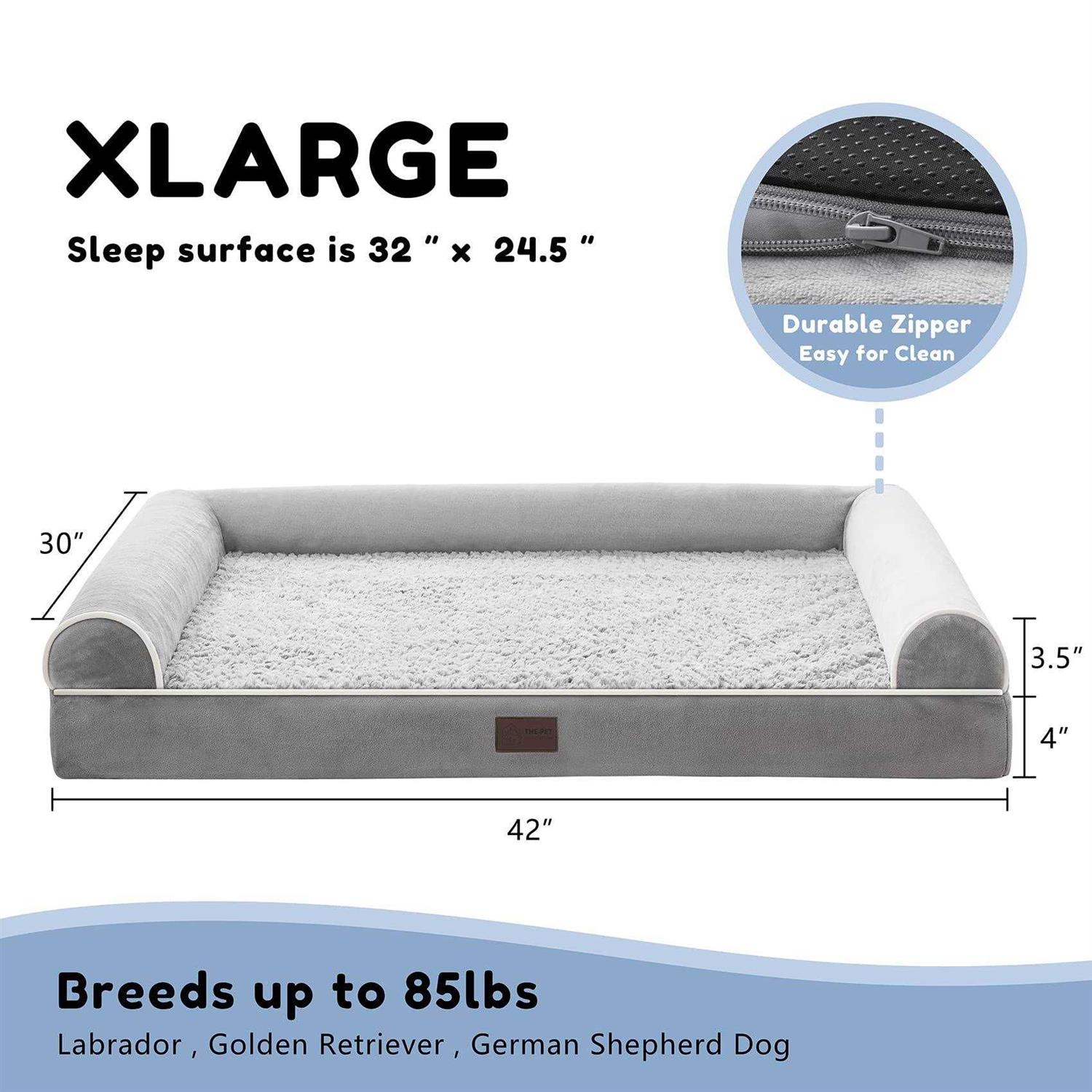 WESTERN HOME Orthopedic Dog Beds for Large Dogs, Foam Pet Sofa with Waterproof Lining, Removable Washable Cover and Nonskid Bottom