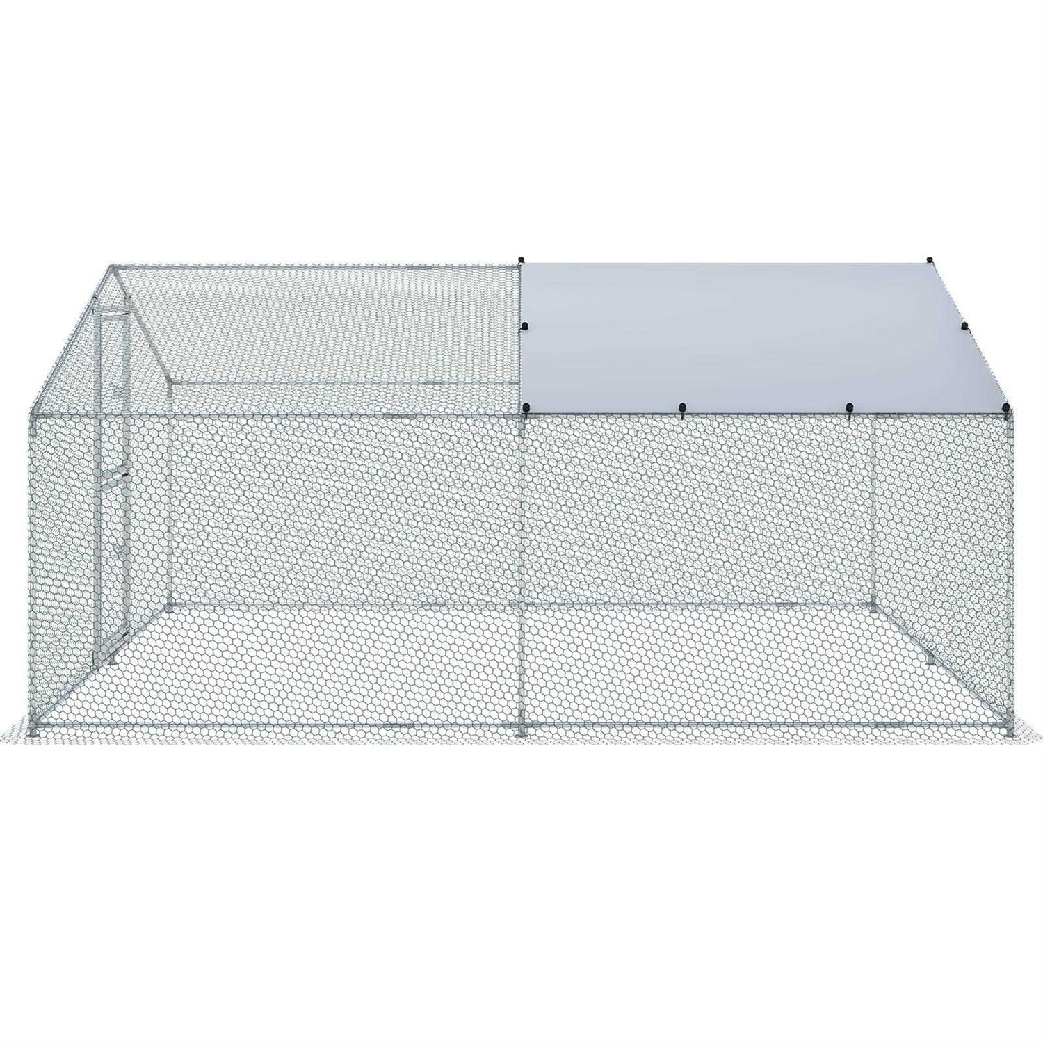 VEVOR Large Metal Chicken Coop with Run Walkin Chicken Coop for Yard with Waterproof Cover