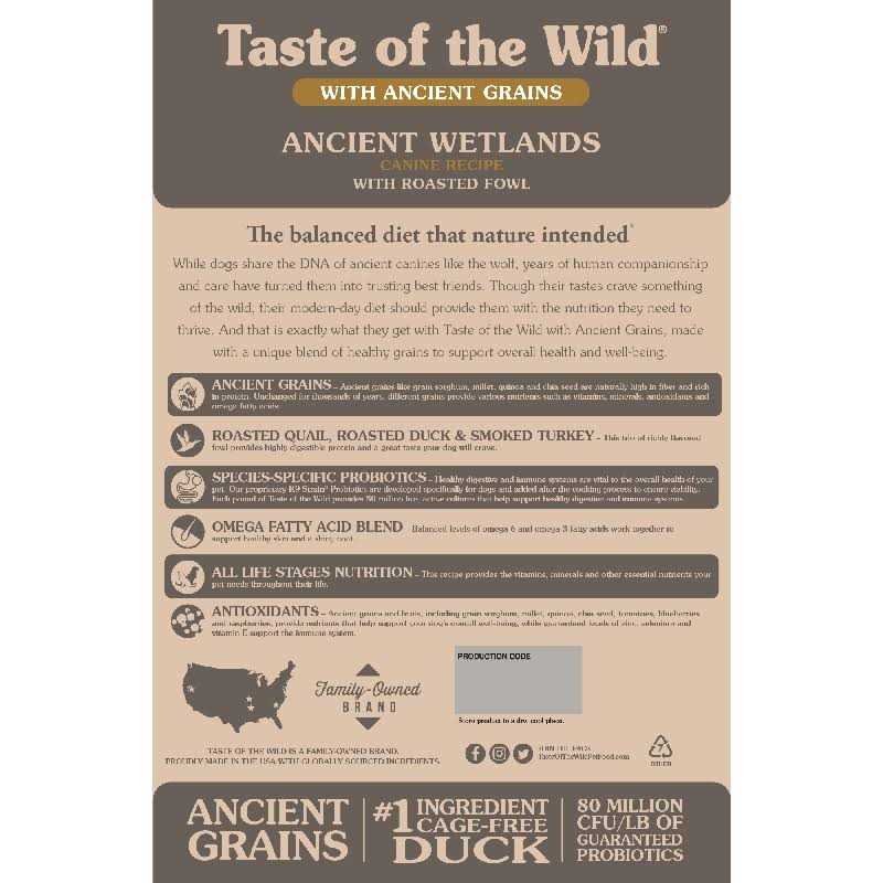 Taste of the Wild Ancient Wetlands with Ancient Grains Dry Dog Food