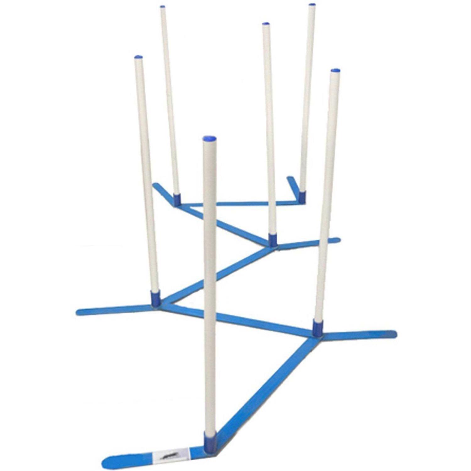 Cool Runners Agility Weave Poles Adjustable 6 Pole Set with Carrying Case and Grass Stakes