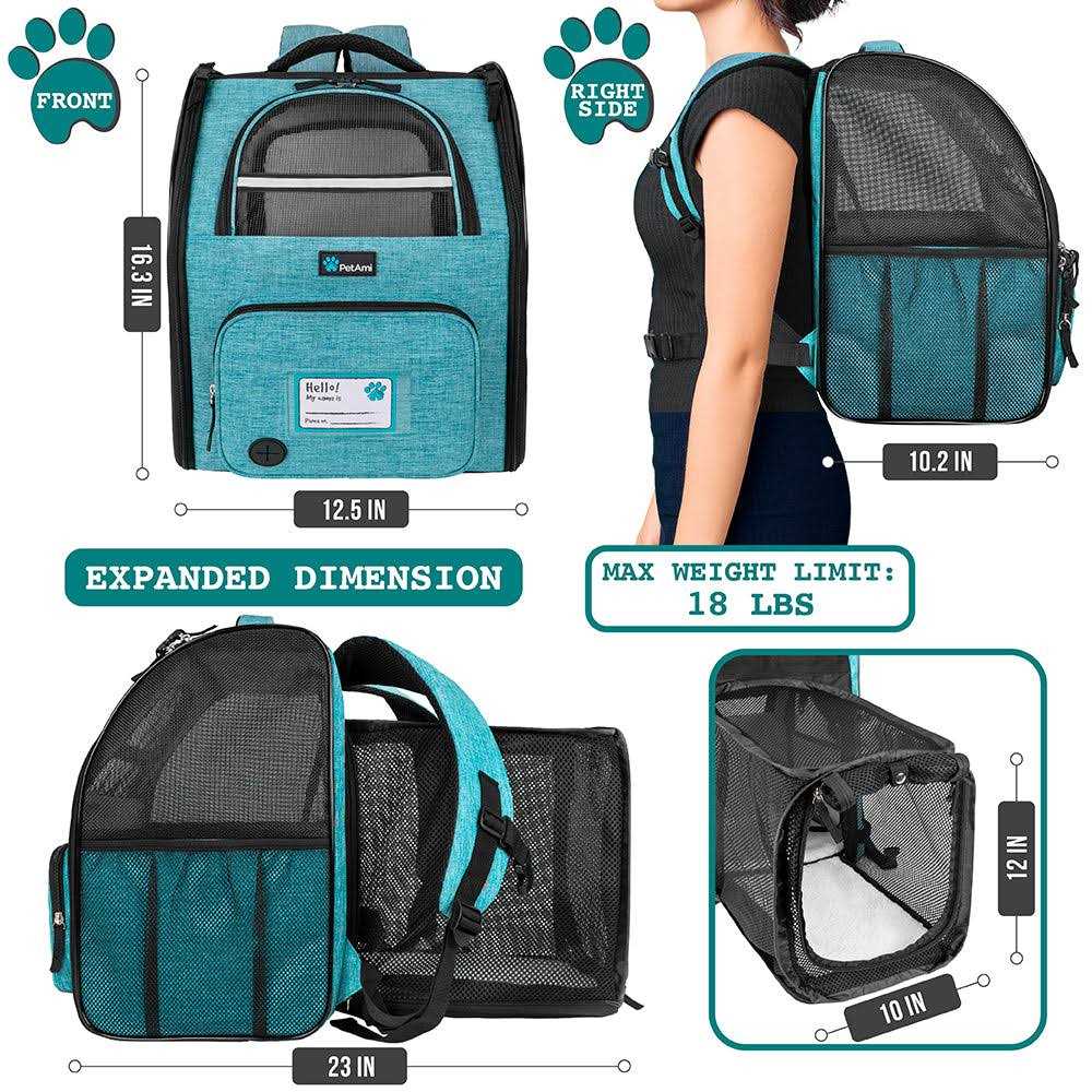 PetAmi Dog Cat Backpack Carrier Expandable Pet Carrier Backpack for Travel Hiking