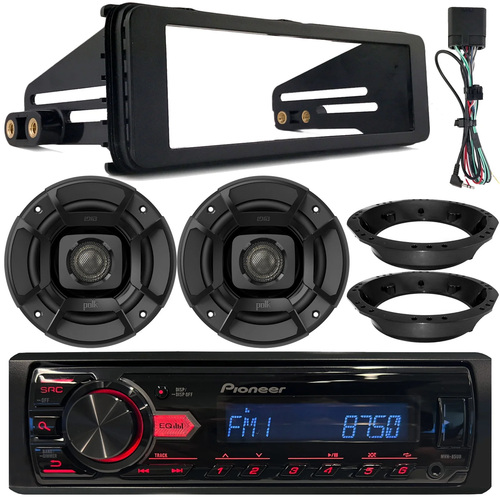 Pioneer MVH-85UB Single DIN MP3 USB AUX Digital Media Receiver, 2x 6.5