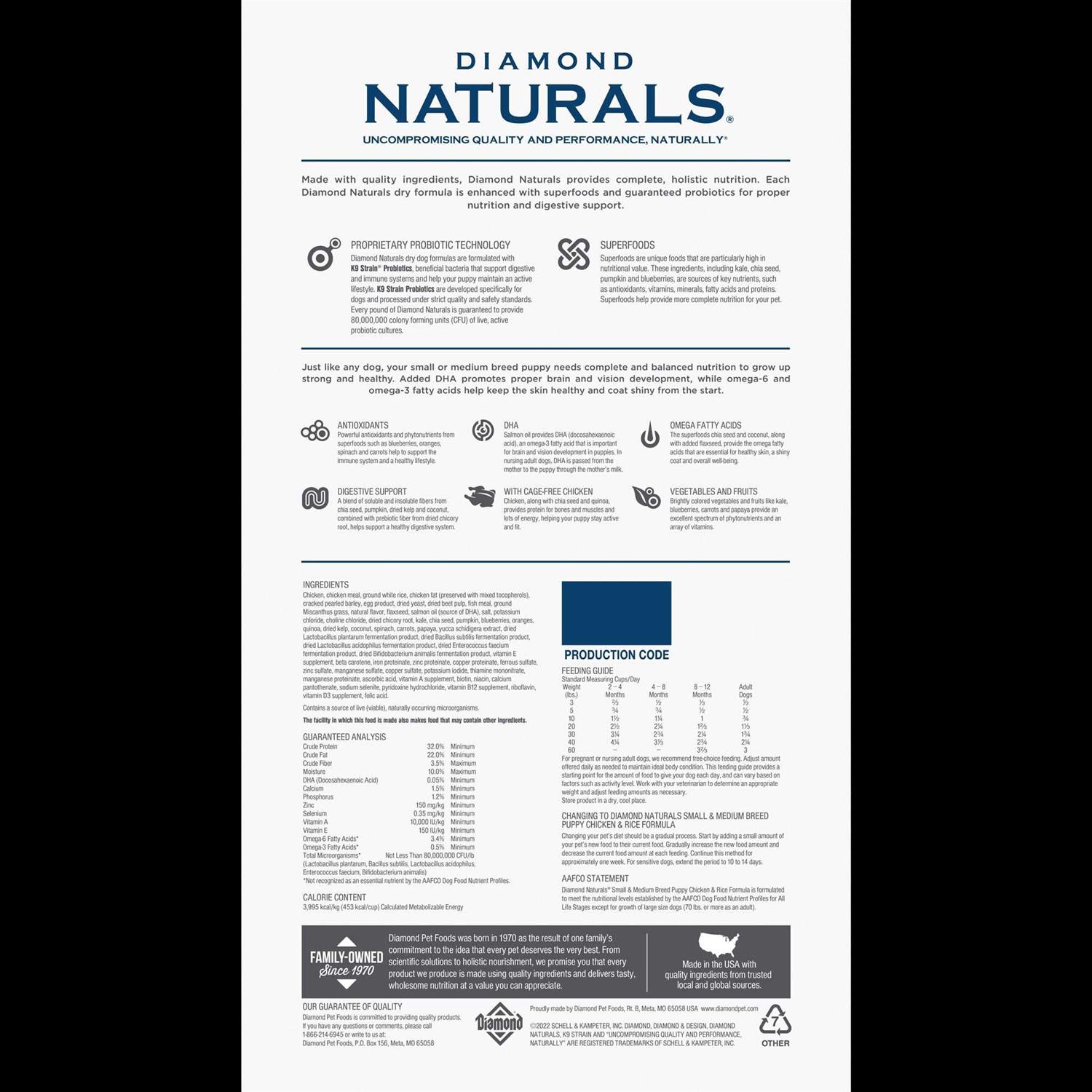 Diamond Naturals Small Breed Puppy Formula Dry Dog Food