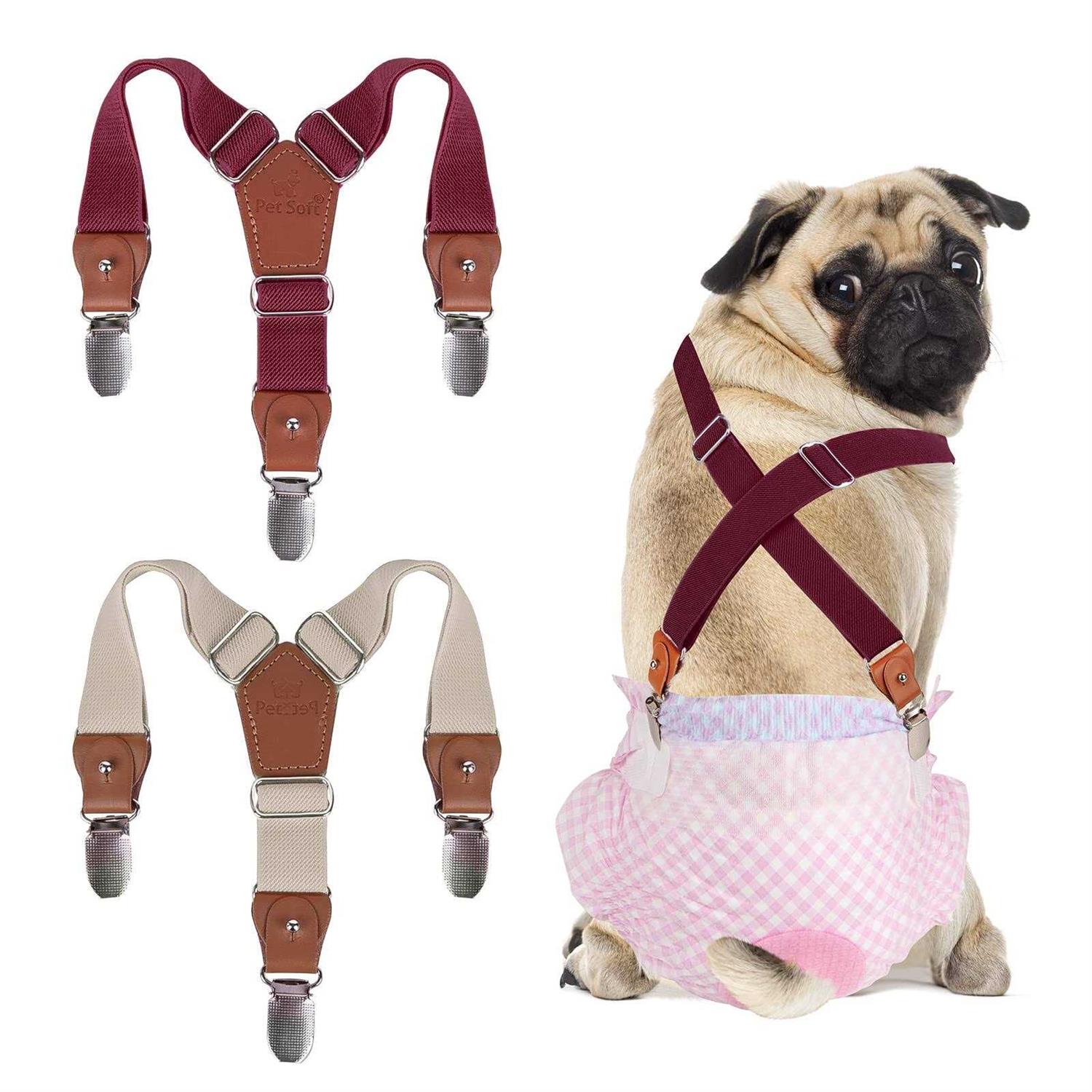 Pet Soft Dog Suspenders 2 Pieces Female Dog Diaper Suspenders for Dogs Diaper Keeper Suspender for Dog Skirt