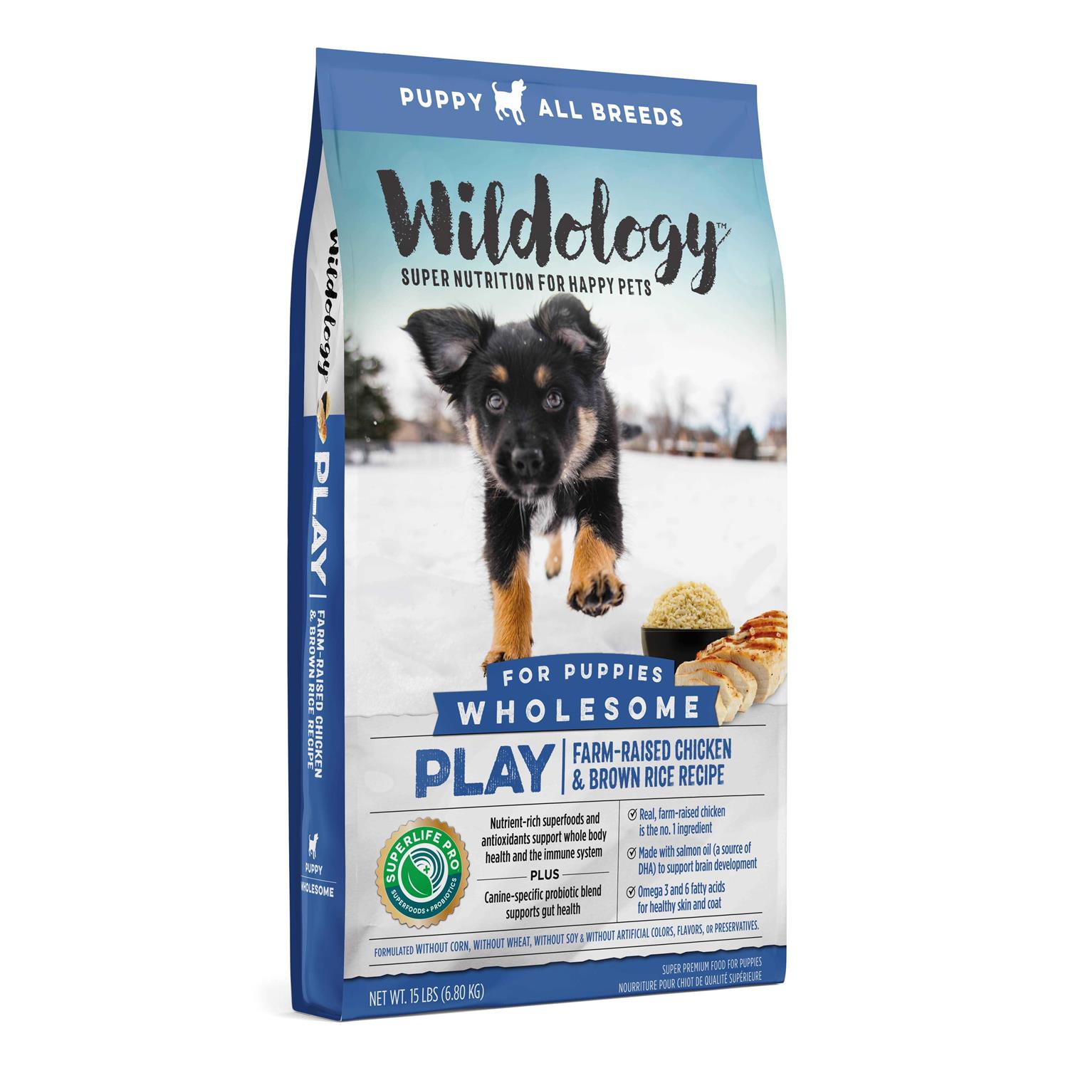 Wildology Play Farm-Raised Chicken & Brown Rice Recipe Puppy Food