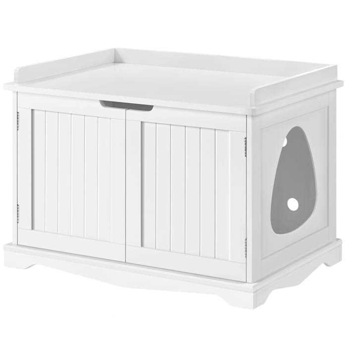 Topeakmart White Decorative Furniture Hidden Washroom Cat Litter Box