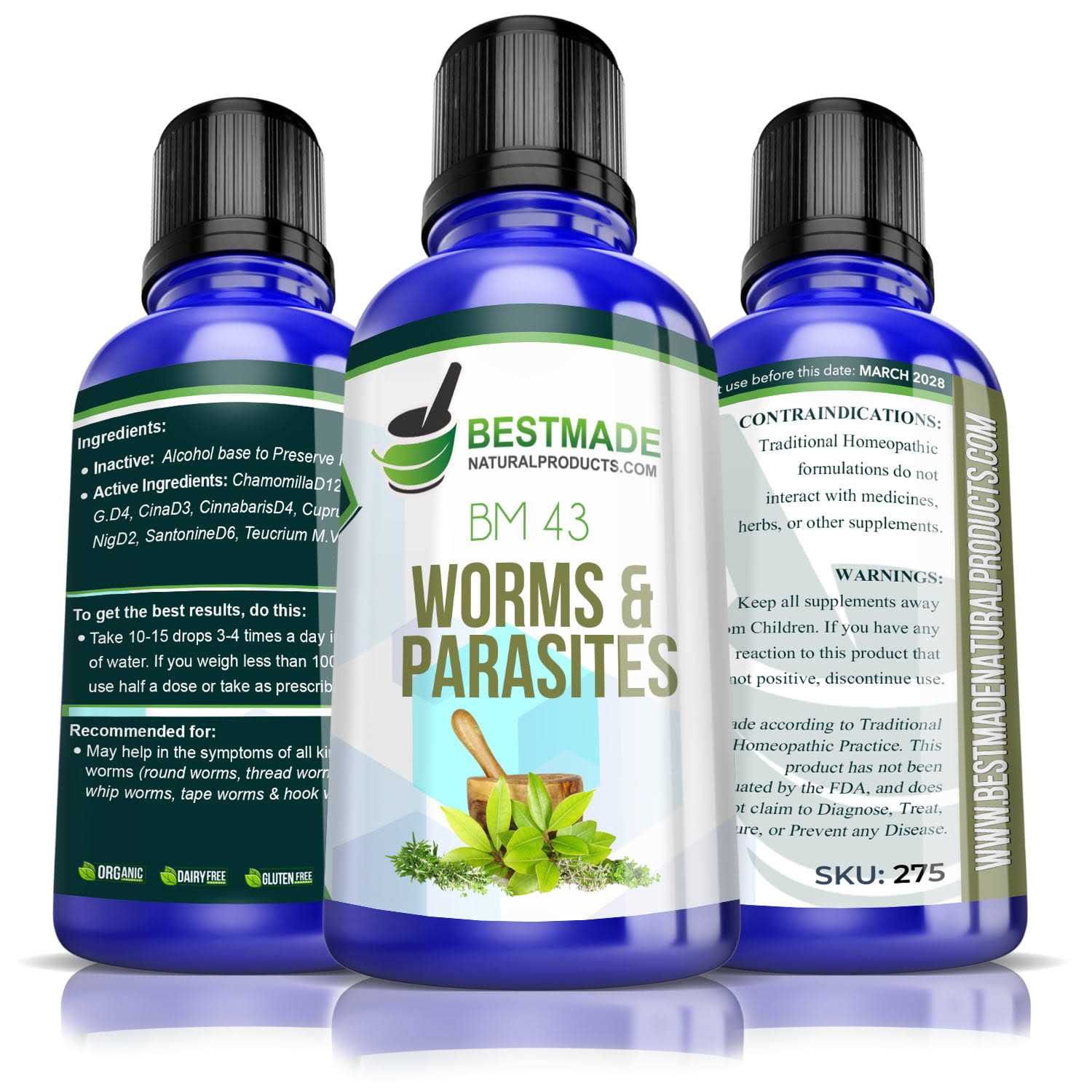 Bestmade Natural Products Worms and Parasites Remedy for Humans Bm43