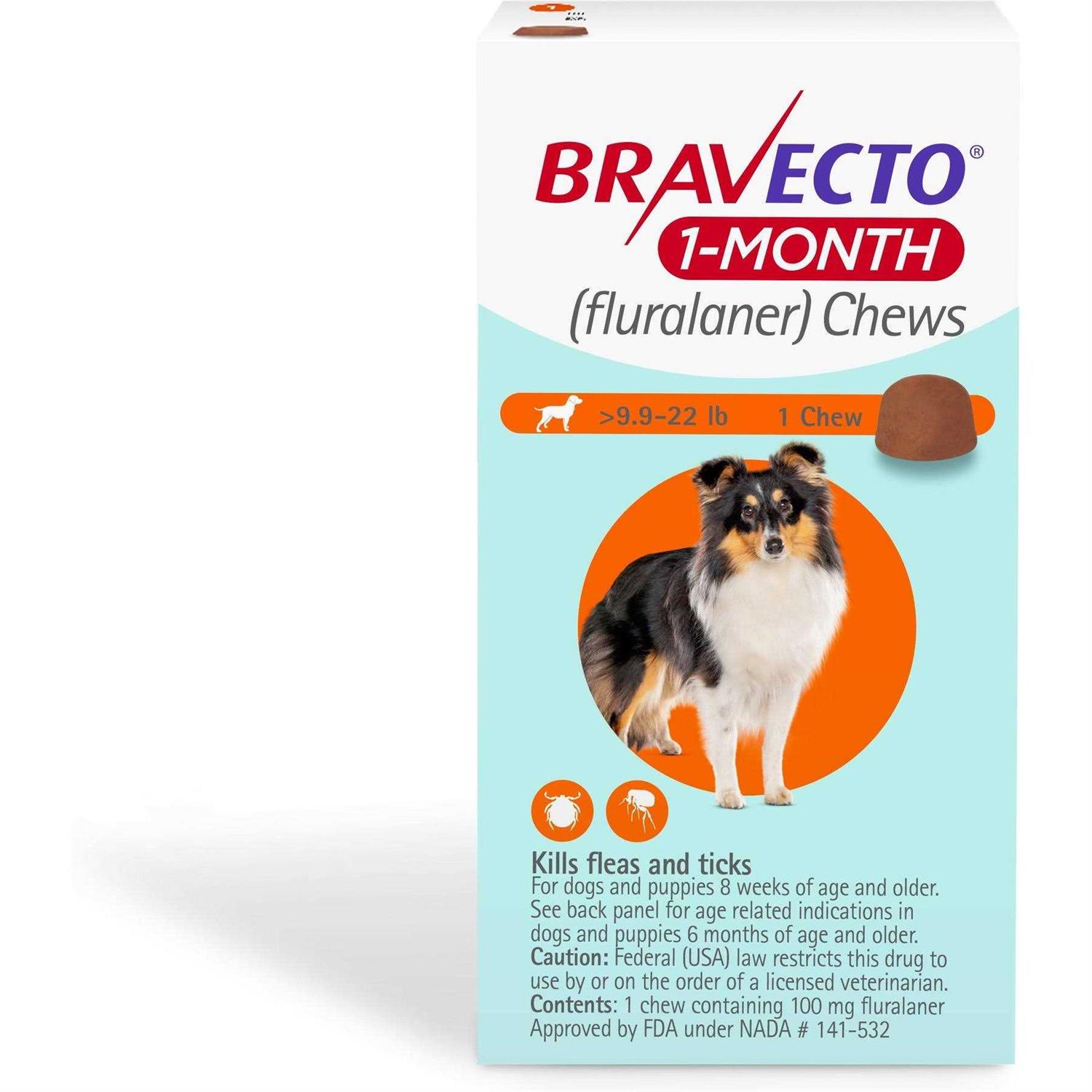 Bravecto 1-Month Chews for Dogs 9.9-22 lbs