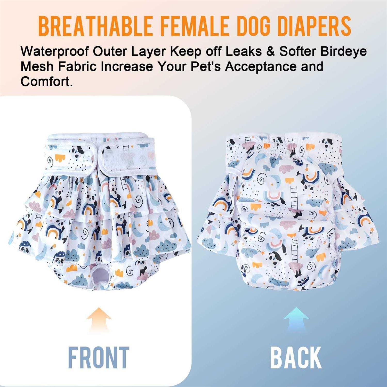 Tsikavo Washable Dog Diapers Female 3 Pack Premium Reusable Doggie Diapers,High Absorbency Leak-Proof Puppy Diapers for Female Dog in Heat