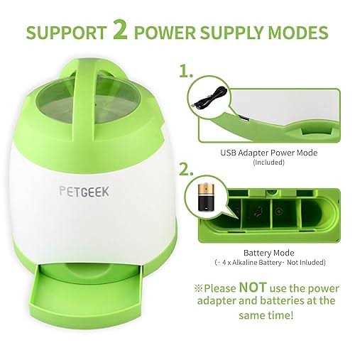 PETgEEK Treat Dispenser Dog Toys, Automatic Pet Feeder with Dual Power Supply and Remote control, Dog Puzzle Toys and Interactive Dog Toys in One