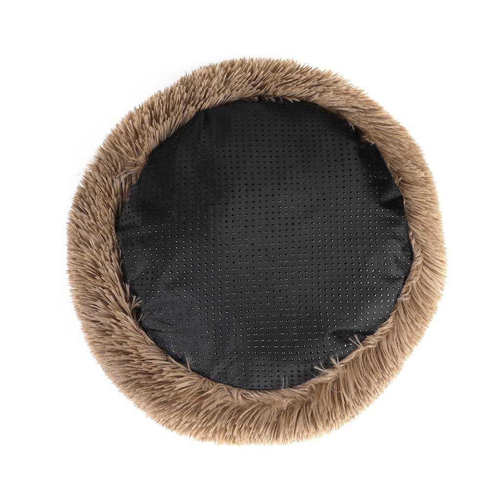 Otoez Round Plush Donut Pet Bed Warm Fur Cuddler Dog Cat Cushion Bed Calming Bed Non-Slip Bottom
