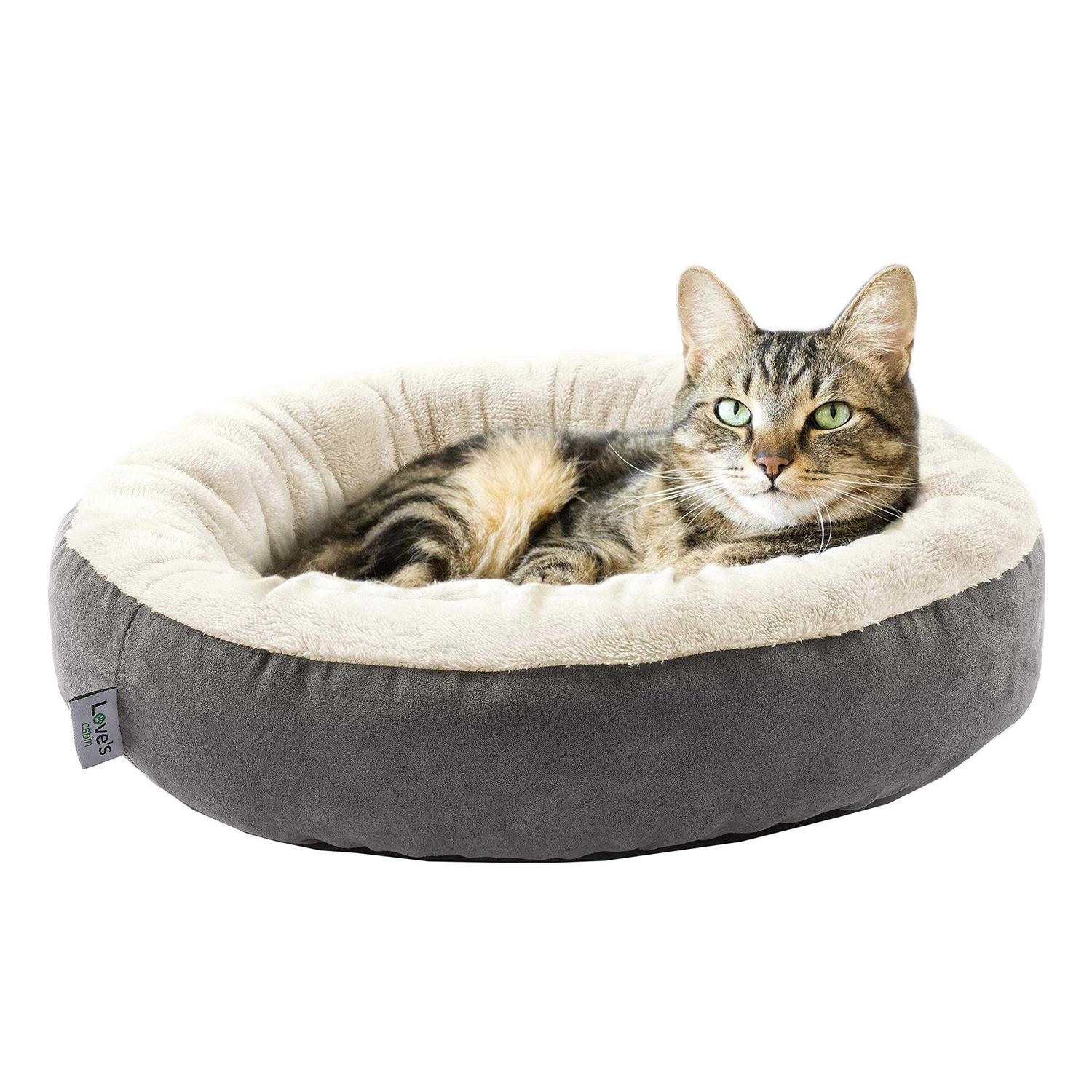Love’s cabin Round Donut Cat and Dog Cushion Bed, 20in Bed for Cats or Small Dogs