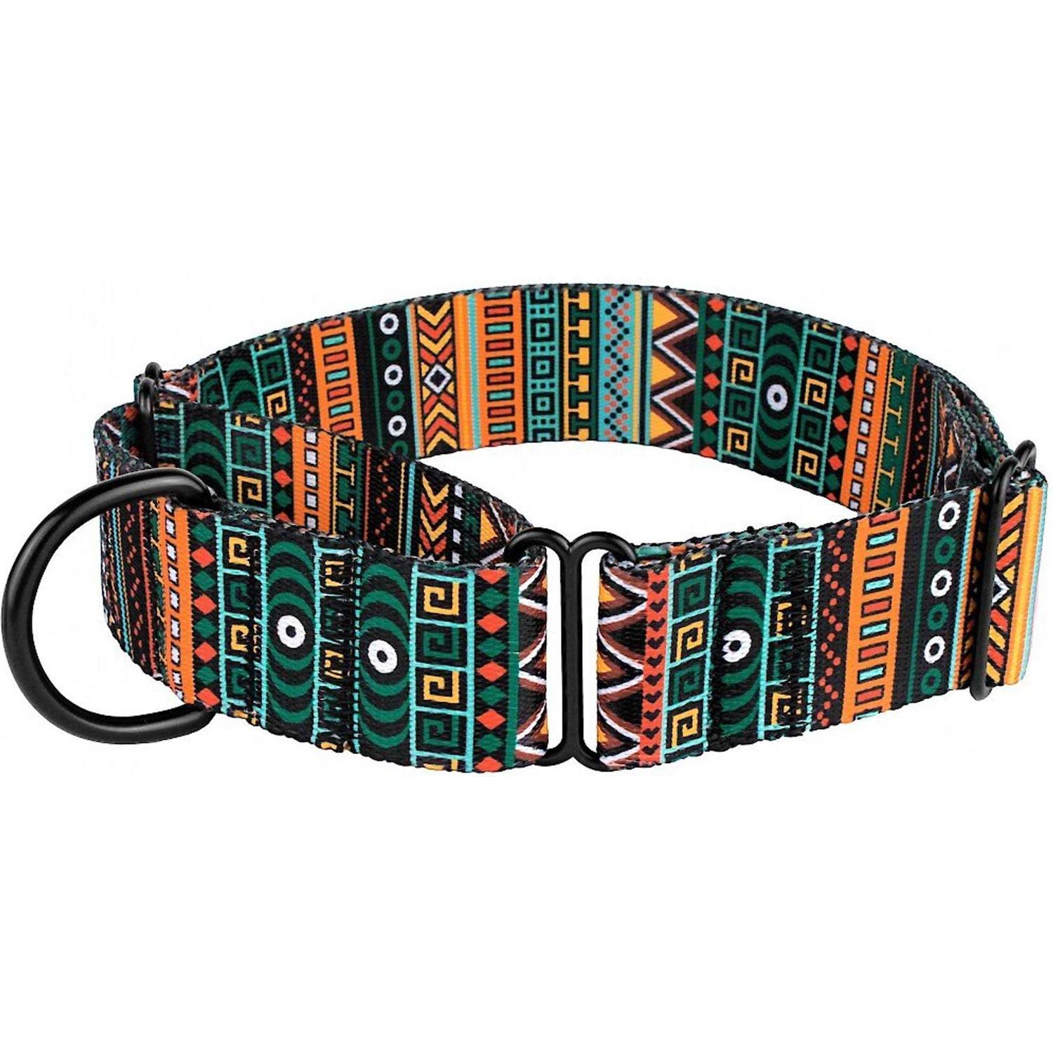 Collardirect Martingale Dog Collar Nylon Safety Training Tribal Pattern Adjustable Heavy Duty Collars for Dogs Medium Large
