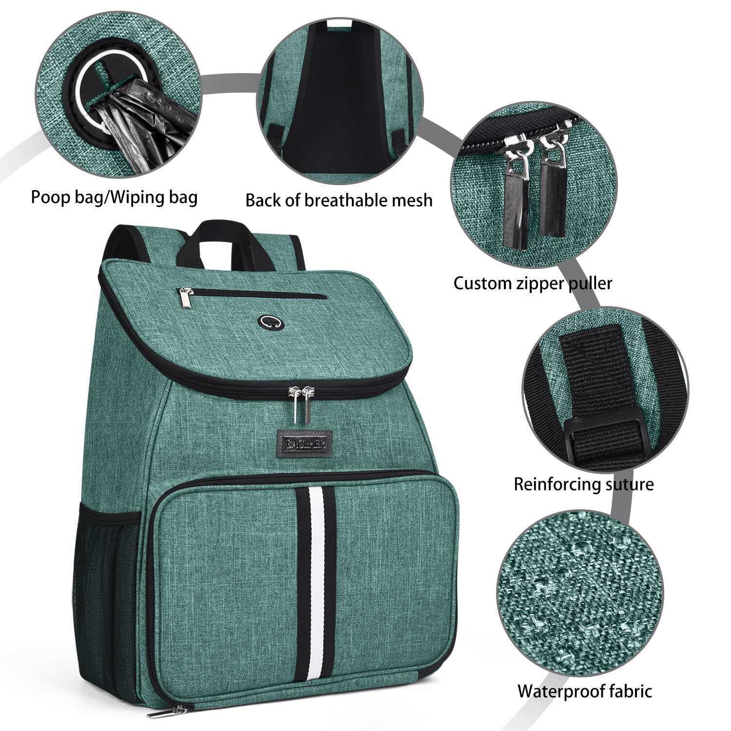 baglher Dog Travel Bag,Airline Approved Pet Supplies Backpack,Dog Travel Backpack with 2 Silicone Collapsible Bowls and 2 Food Baskets