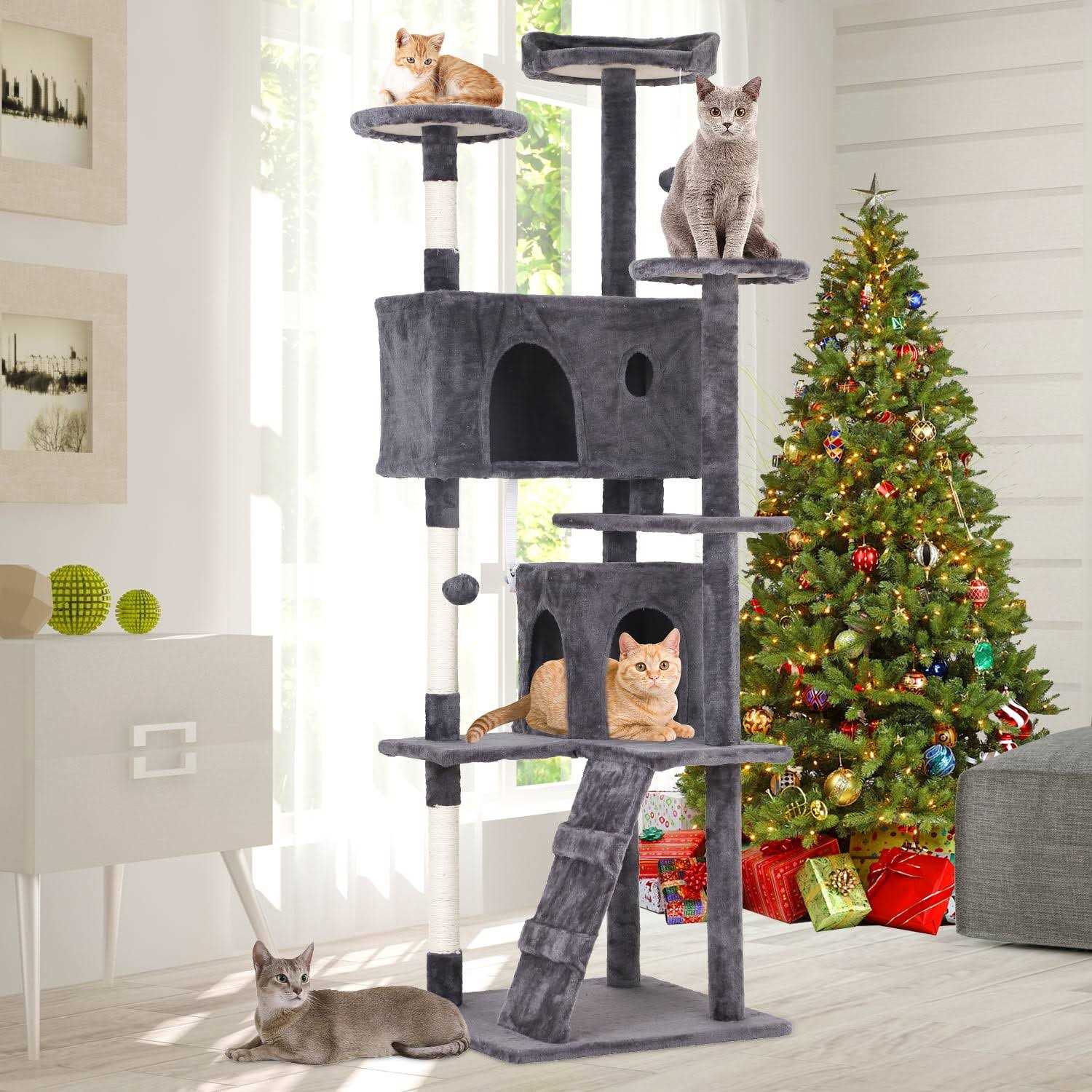 Niamvelo 70-in Cat Tree Tower Furniture Cat Condo with Scratching Post for Indoor Cats