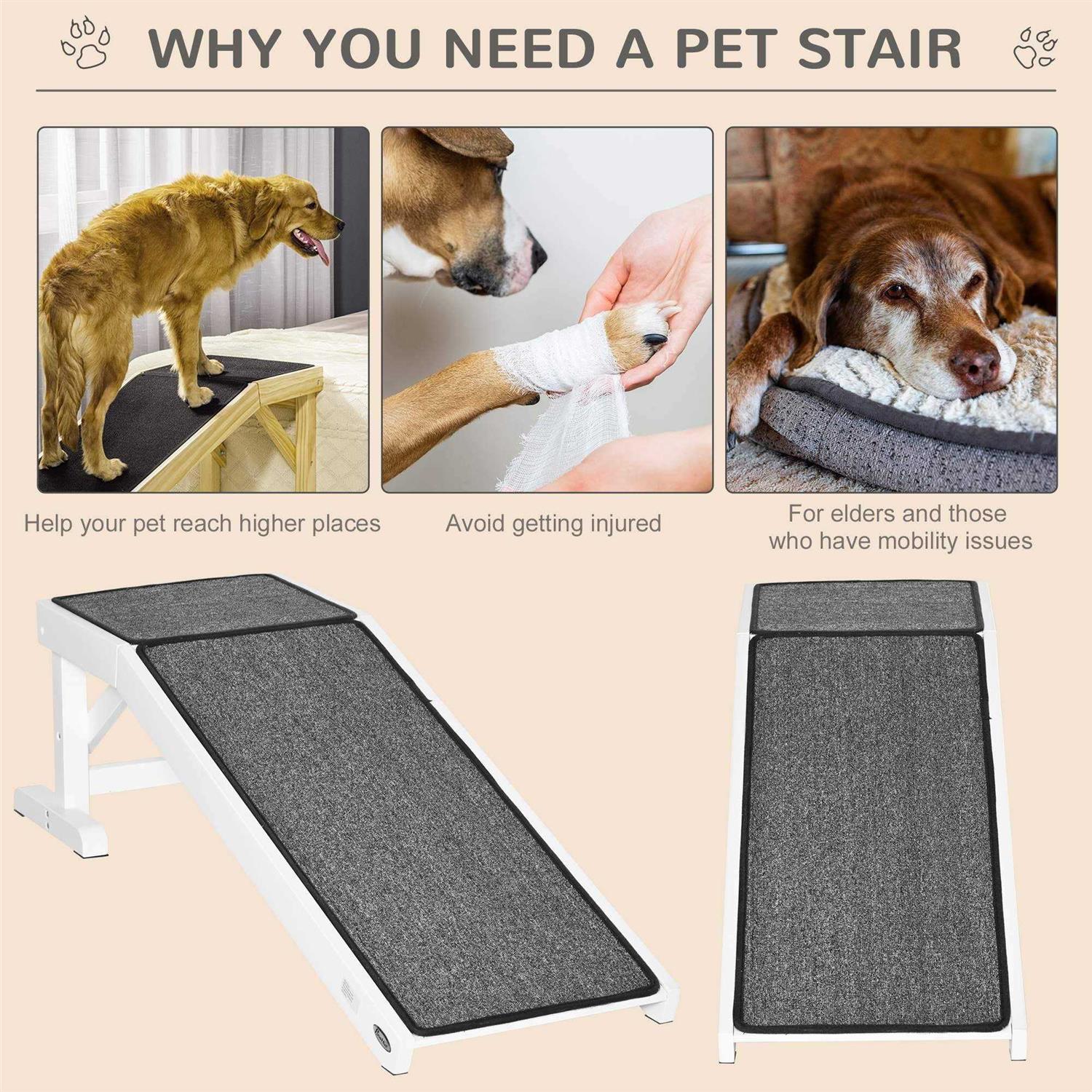PawHut Pet Ramp, Dog Bed Ramp for Dogs with Non-Slip Carpet and Top Platform