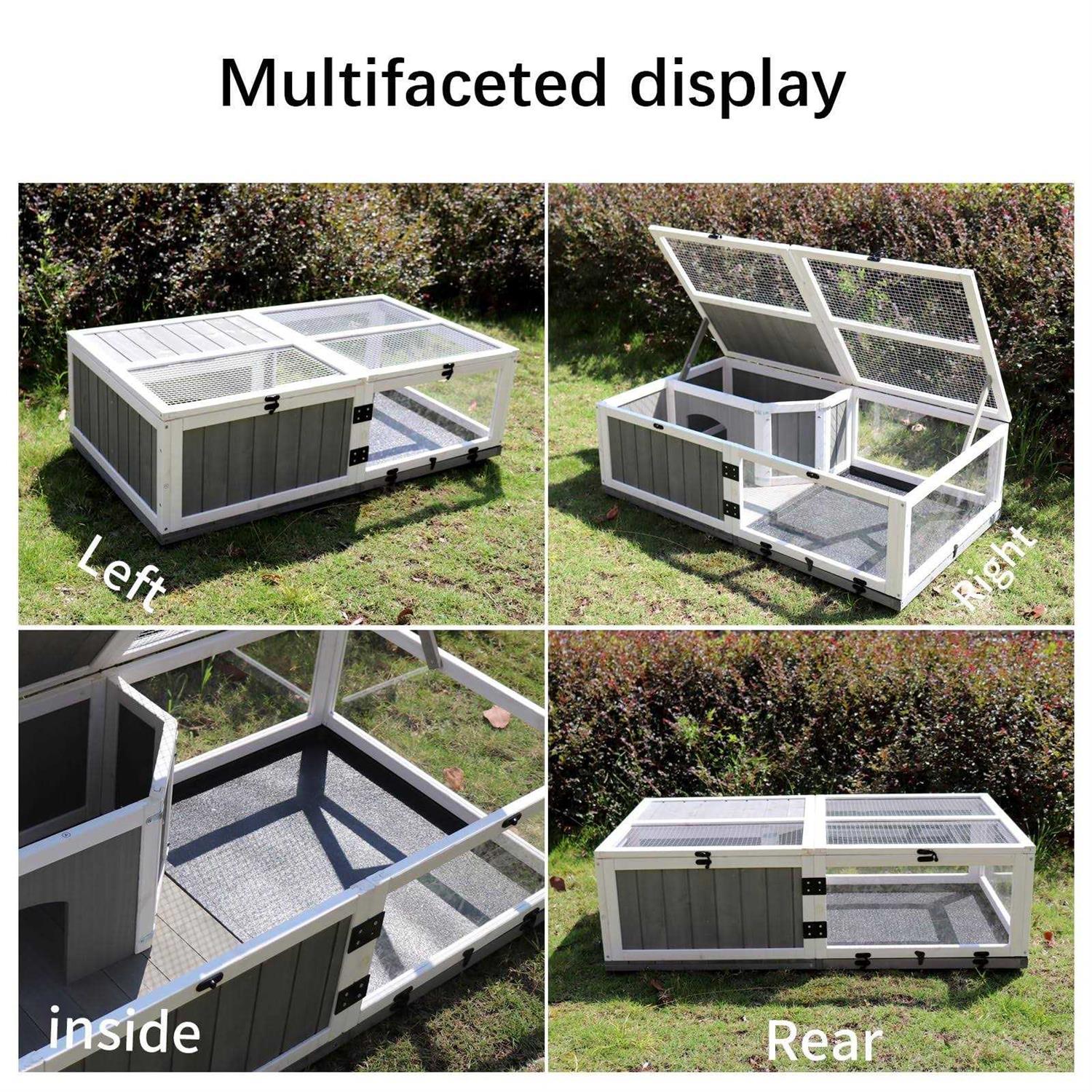 43 Upgrade waterproof tray activity tray Wooden turtle house indoor small animal turtle cage