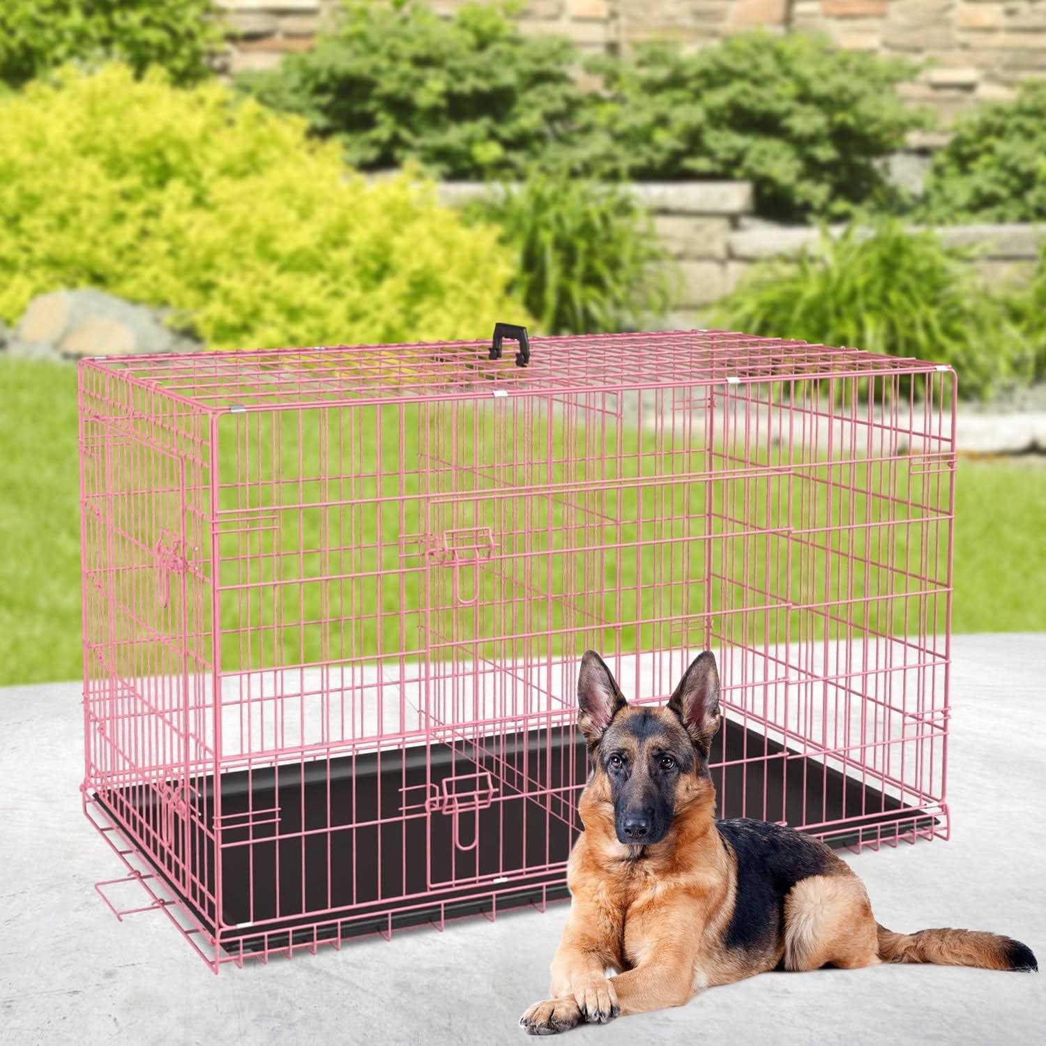 Dkelincs 42 inch Dog Crate Dog Cage for Large Dogs Foldable Metal XL Dog Kennels with 2 Doors