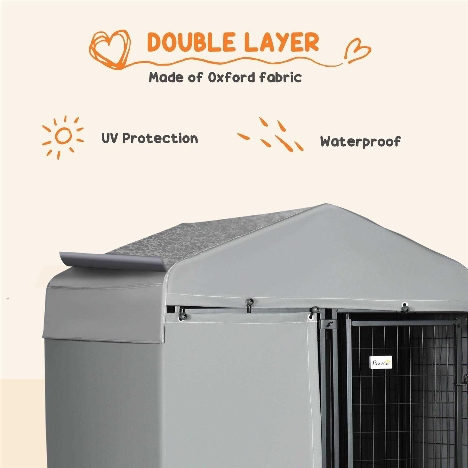 212 Main PawHut 4 x 4 x 6 ft. Outdoor Dog Kennel with Waterproof Canopy