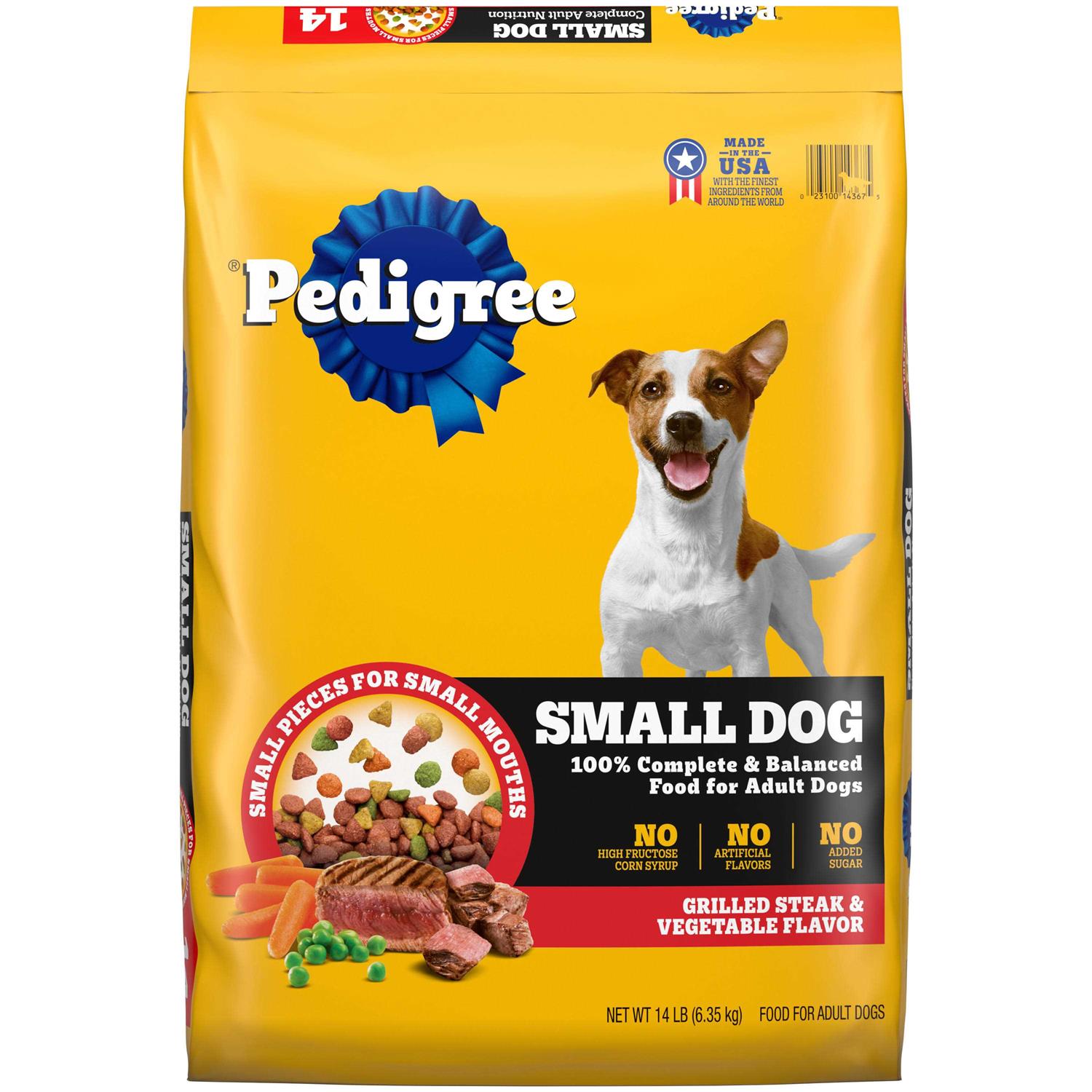 Pedigree Grilled Steak & Vegetable Flavor Small Dog Adult Complete Nutrition Dry Dog Food